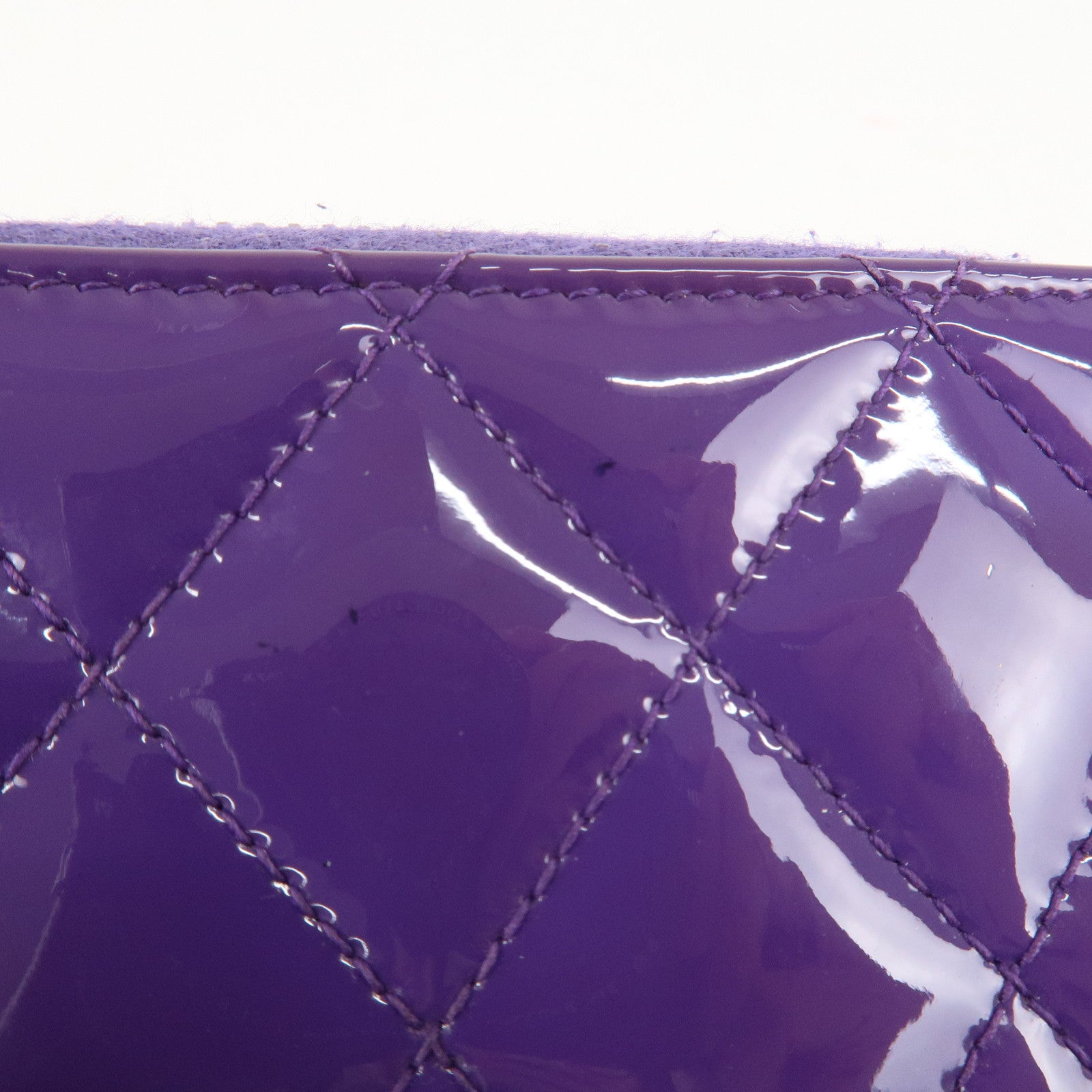 CHANEL Matelasse Patent Leather Card Case Coin Case Purple Used