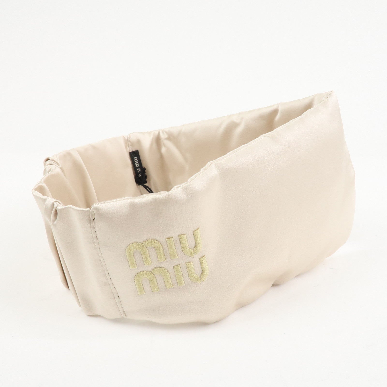 MIU MIU Matelasse Leather Pouch Silk Eye Mask Gold Used