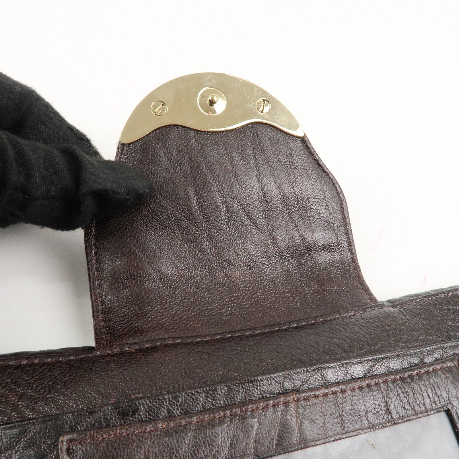 FENDI Zucca Canvas Leather W Hook Bifold Long Wallet 8N0032 Used