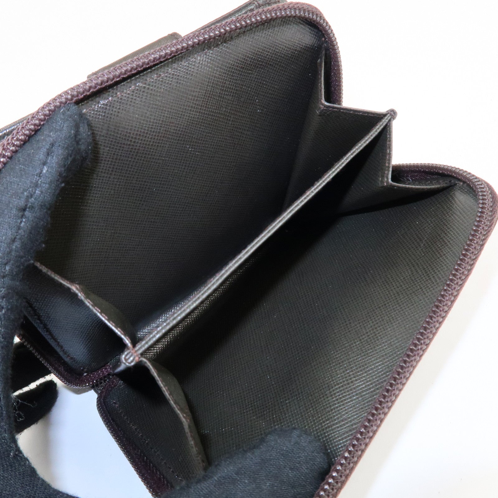 PRADA Logo Leather Bi-Fold Wallet Small Wallet Khaki Used