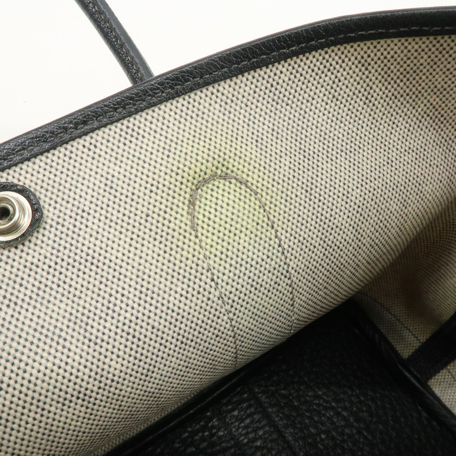 HERMES Toile Ash Buffle Garden Party TPM Stamped Tote Bag Natural Used