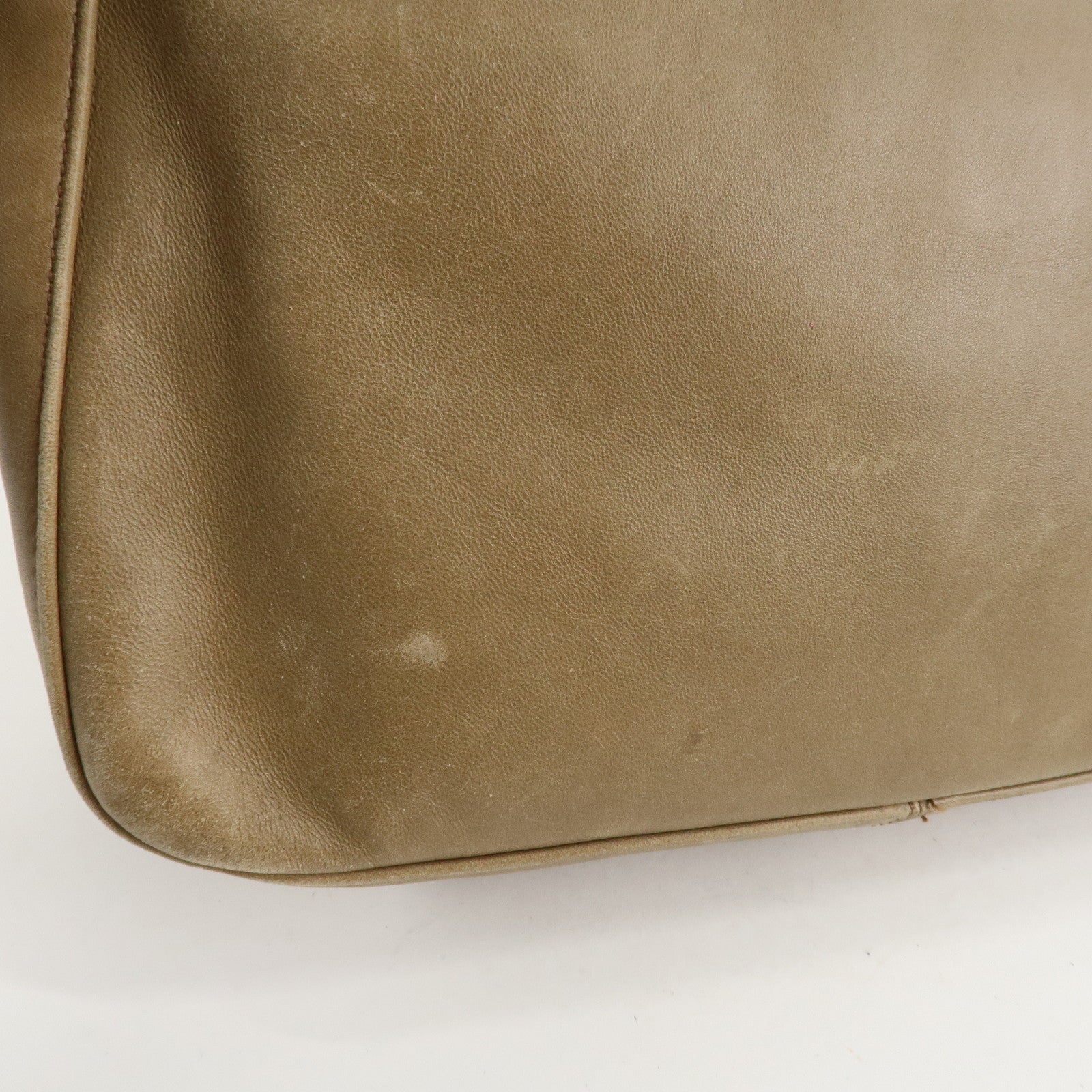 FENDI Mamma Baguette Leather Shoulder Bag Hand Bag Beige Used