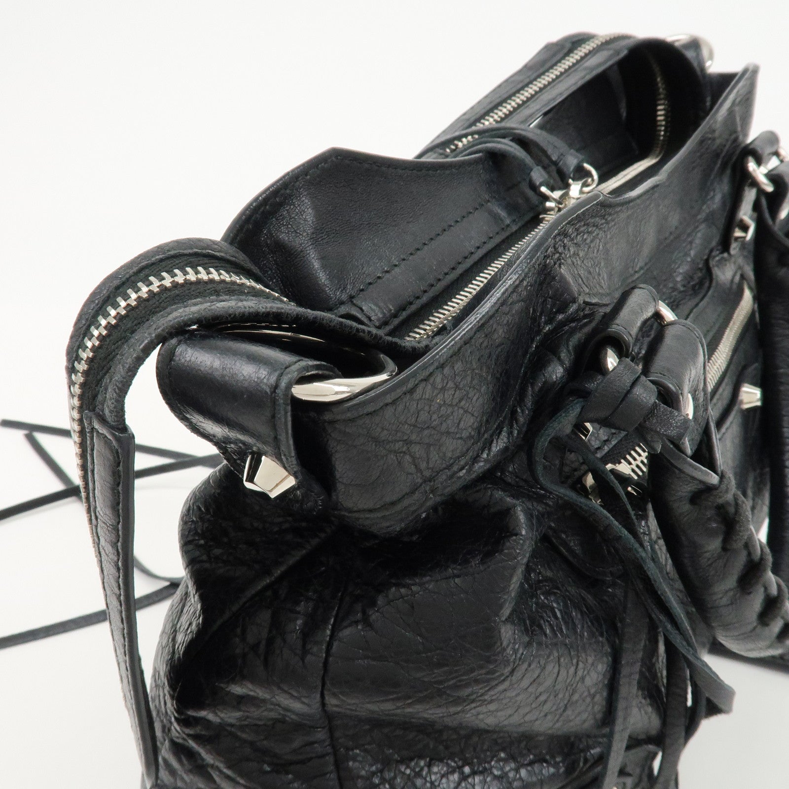 BALENCIAGA The Town Leather 2way Bag Hand Bag Black 240579 Used