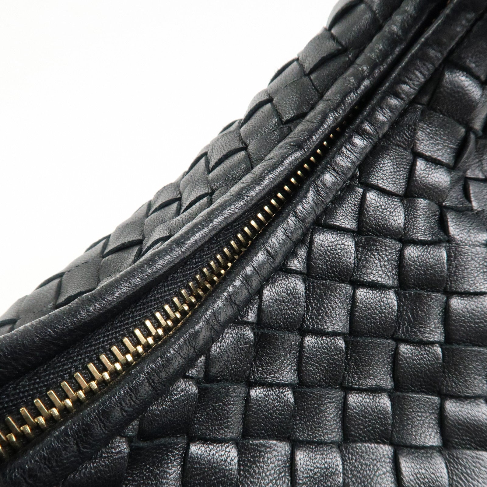 BOTTEGA VENETA Hobo Intrecciato Leather Shoulder Bag Black 115653 Used