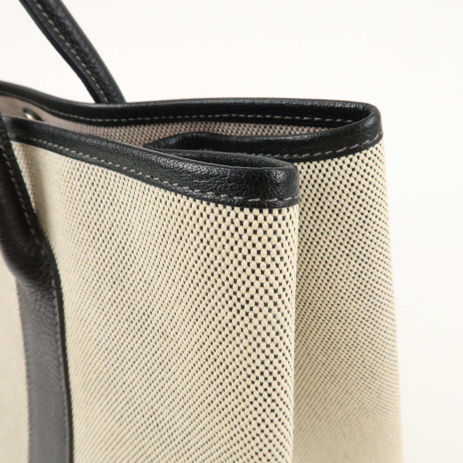 HERMES ToileOfficier Leather Garden Party PM J Stamped Tote Bag Used