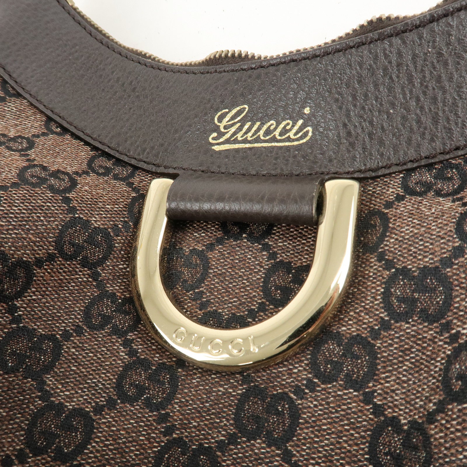 GUCCI Abbey GG Canvas Leather Shoulder Bag Black 265692 Used