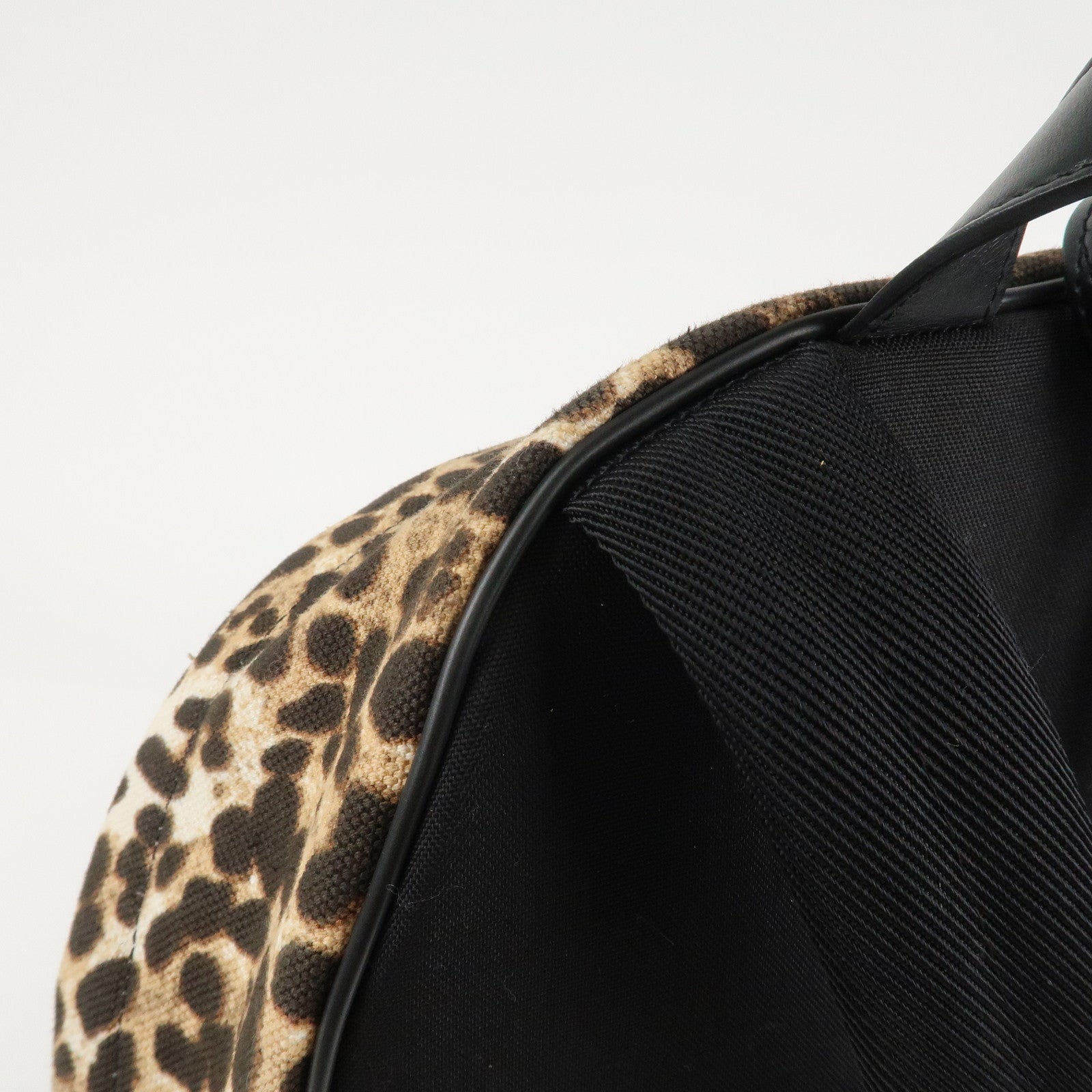 Saint Laurent Canvas Leather Back Pack Brown Beige Black Used