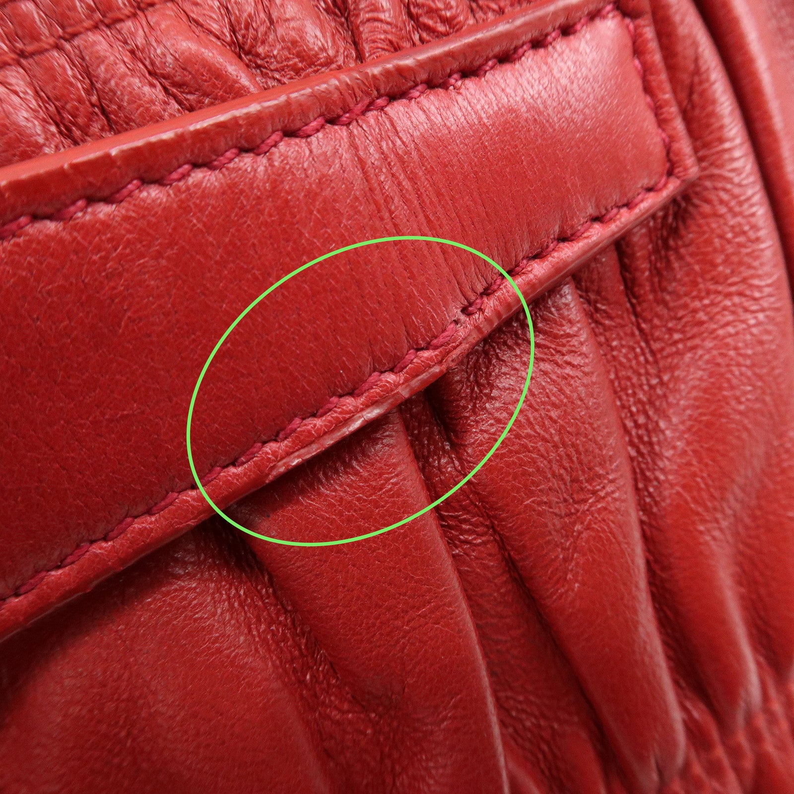 PRADA Leather Clutch Bag Red Used