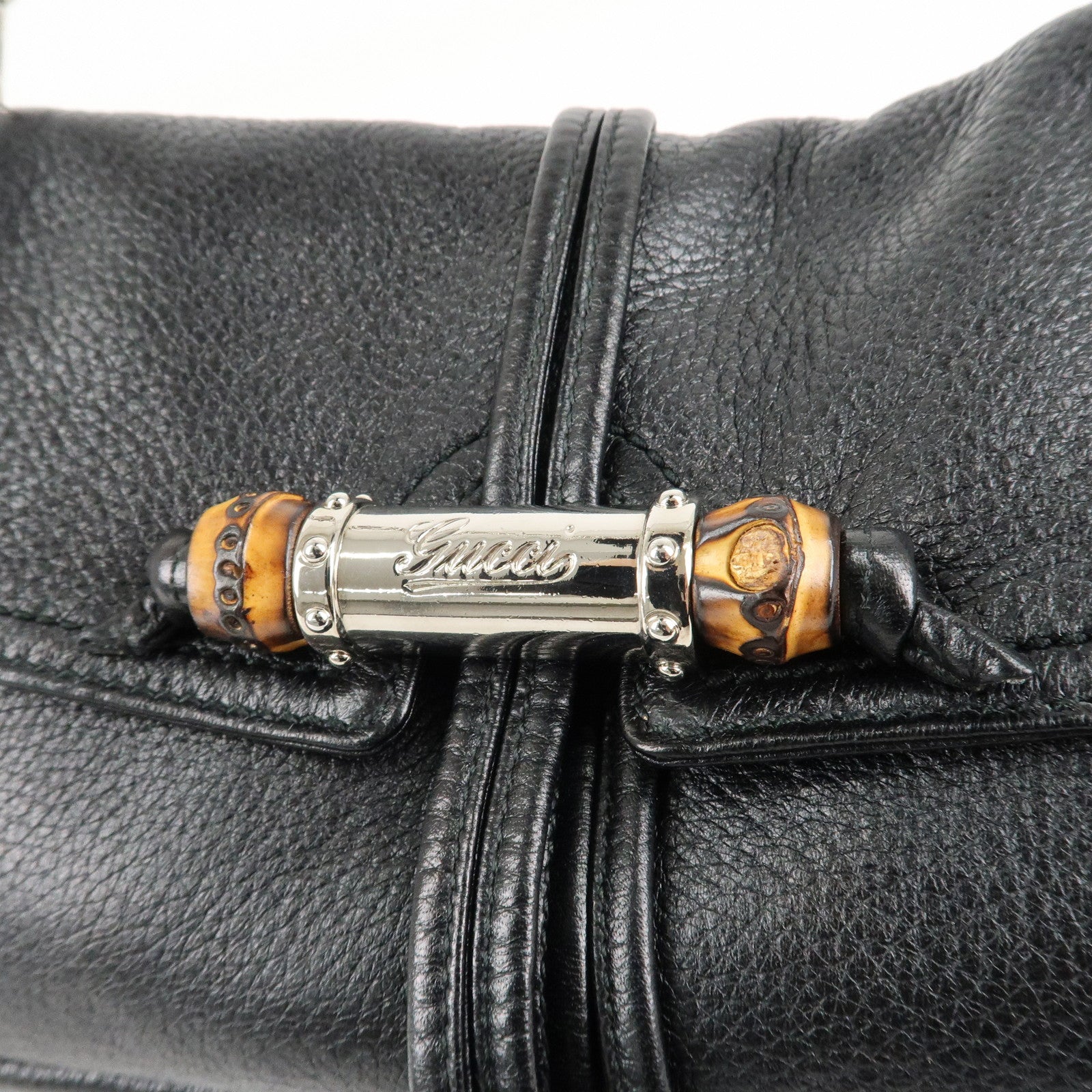 GUCCI Bamboo Leather Chain Shoulder Bag Black 235320 Used