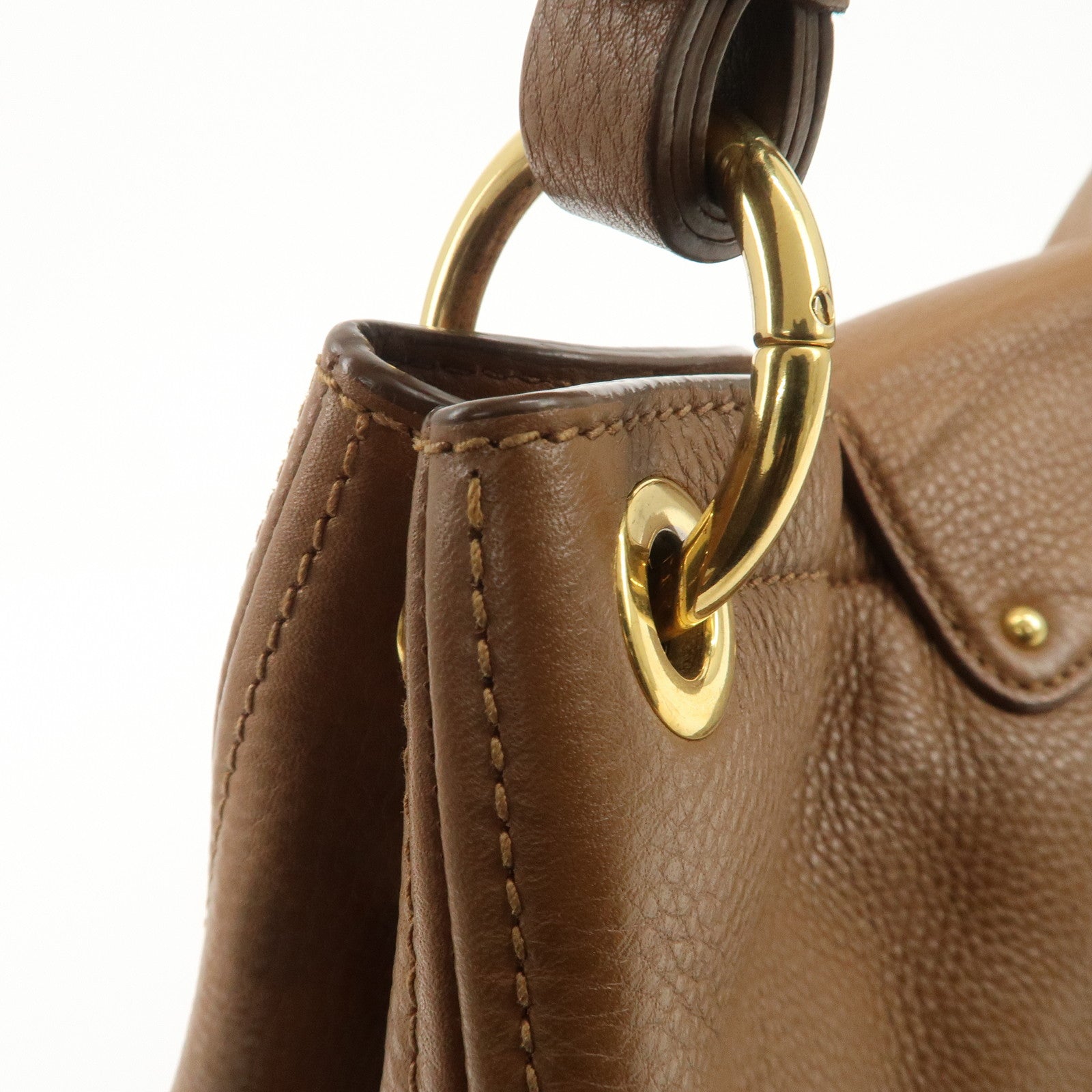 MIU MIU Leather 2WAY Bag Shoulder Bag Brown Used