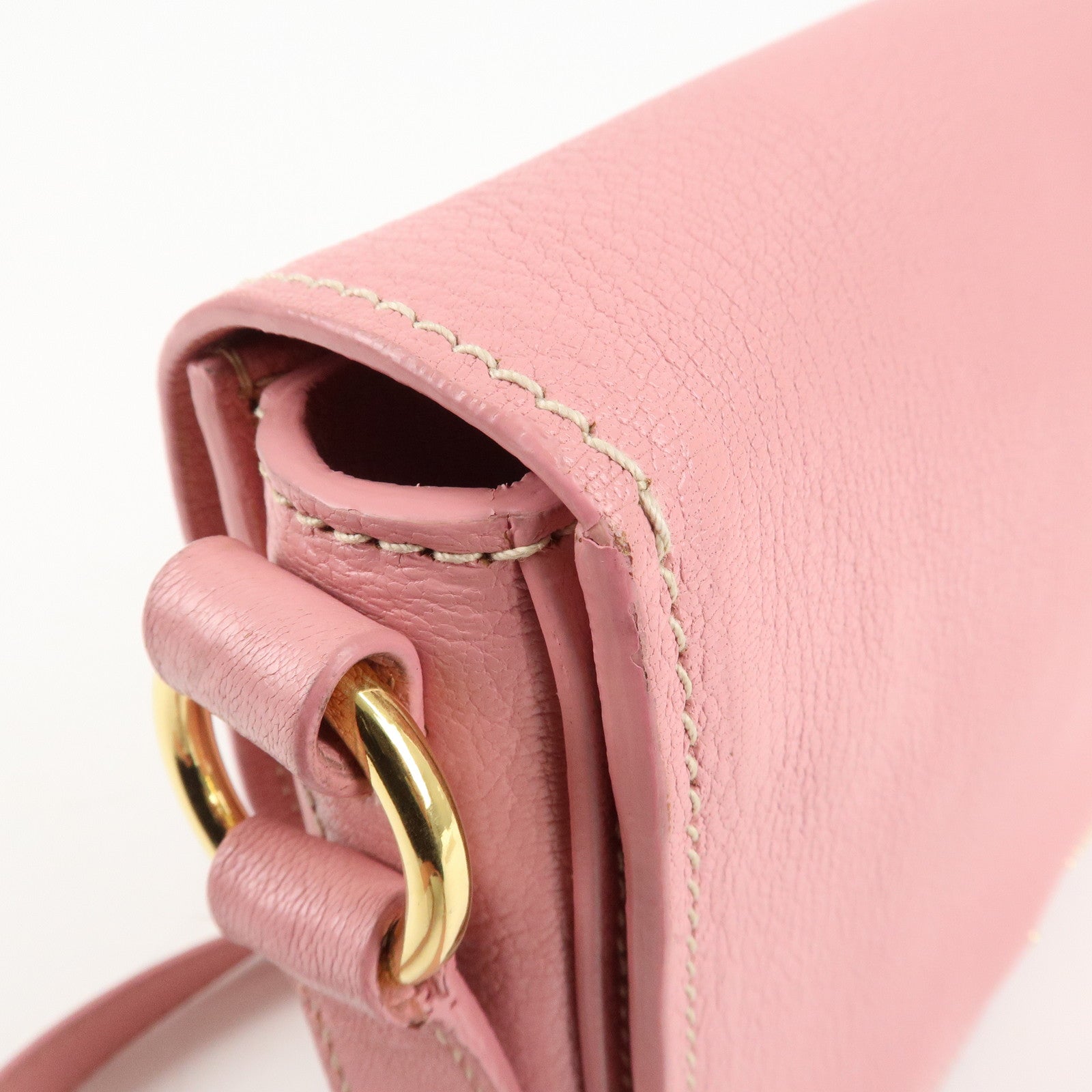 MIU MIU Leather Shoulder Bag Pink RTC460 Used