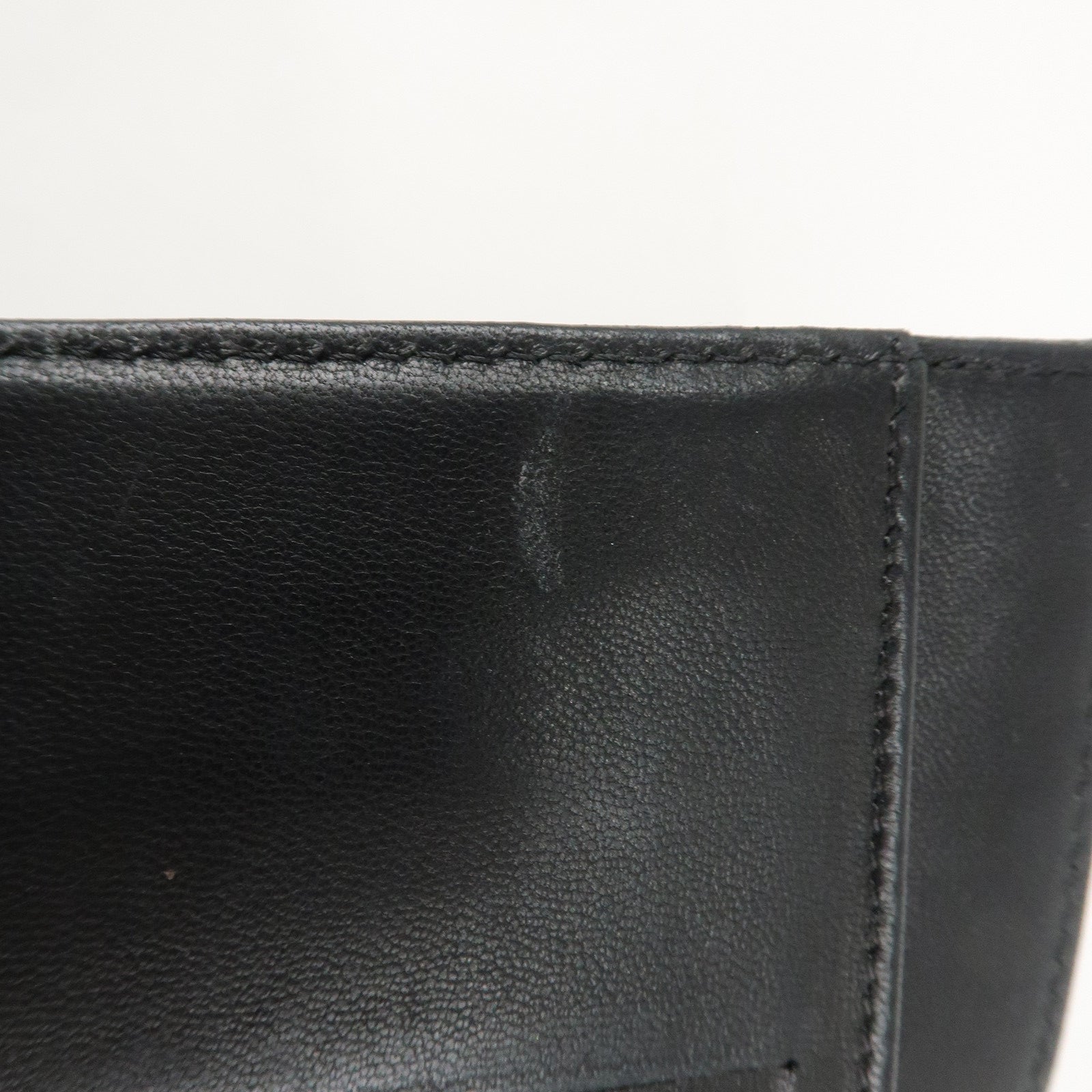 CHANEL Icon Line Lamb Skin W Flap Bi-fold Wallet Black A24212 Used