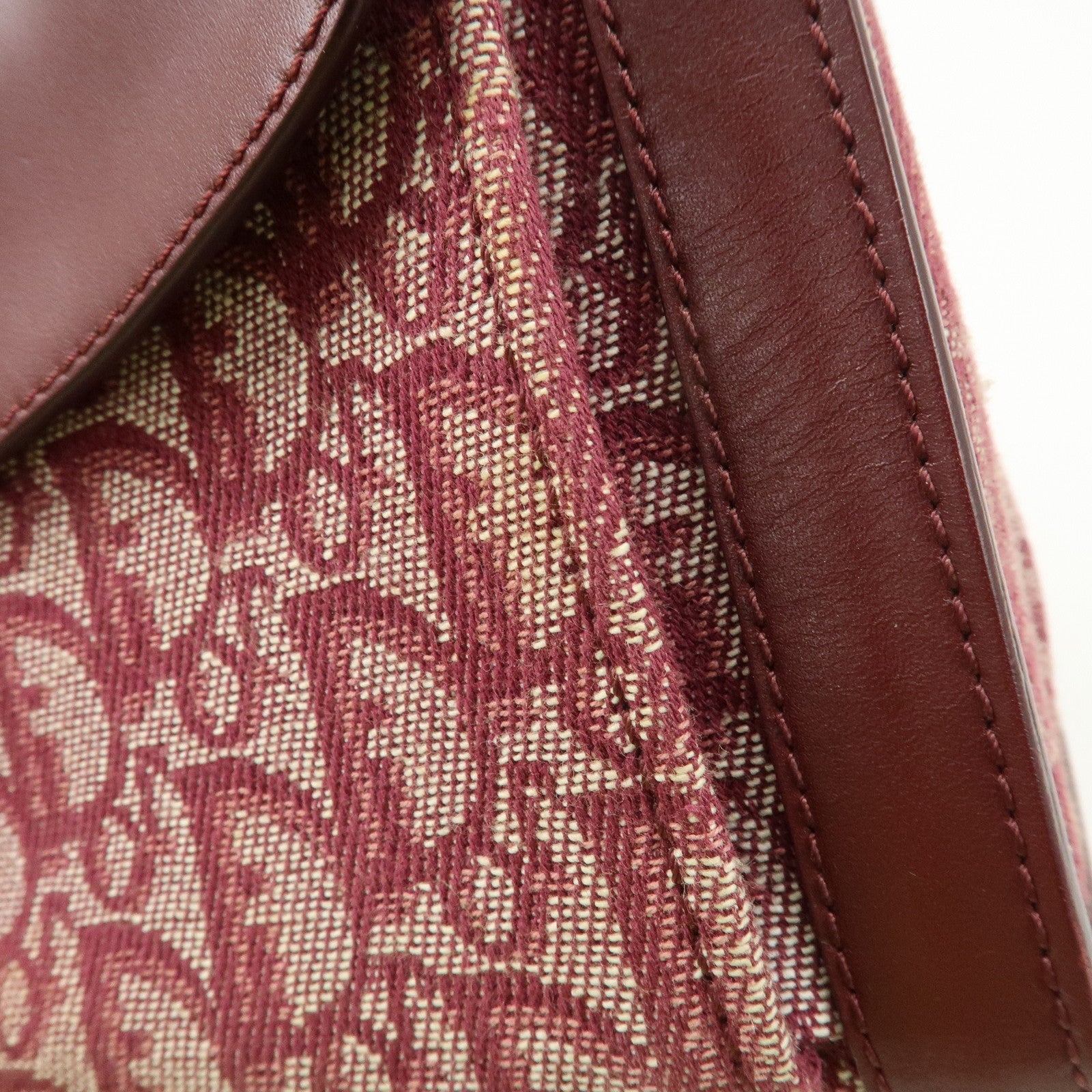 Christian Dior Trotter Canvas Leather Tote Bag Hand Bag Bordeaux Used