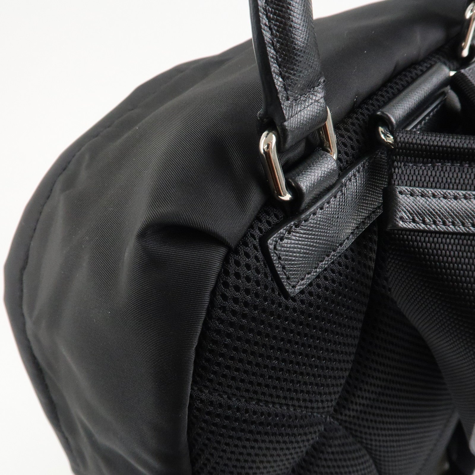 PRADA Leopard Nylon Leather Rucksack Black Brown 1BZ001 Used