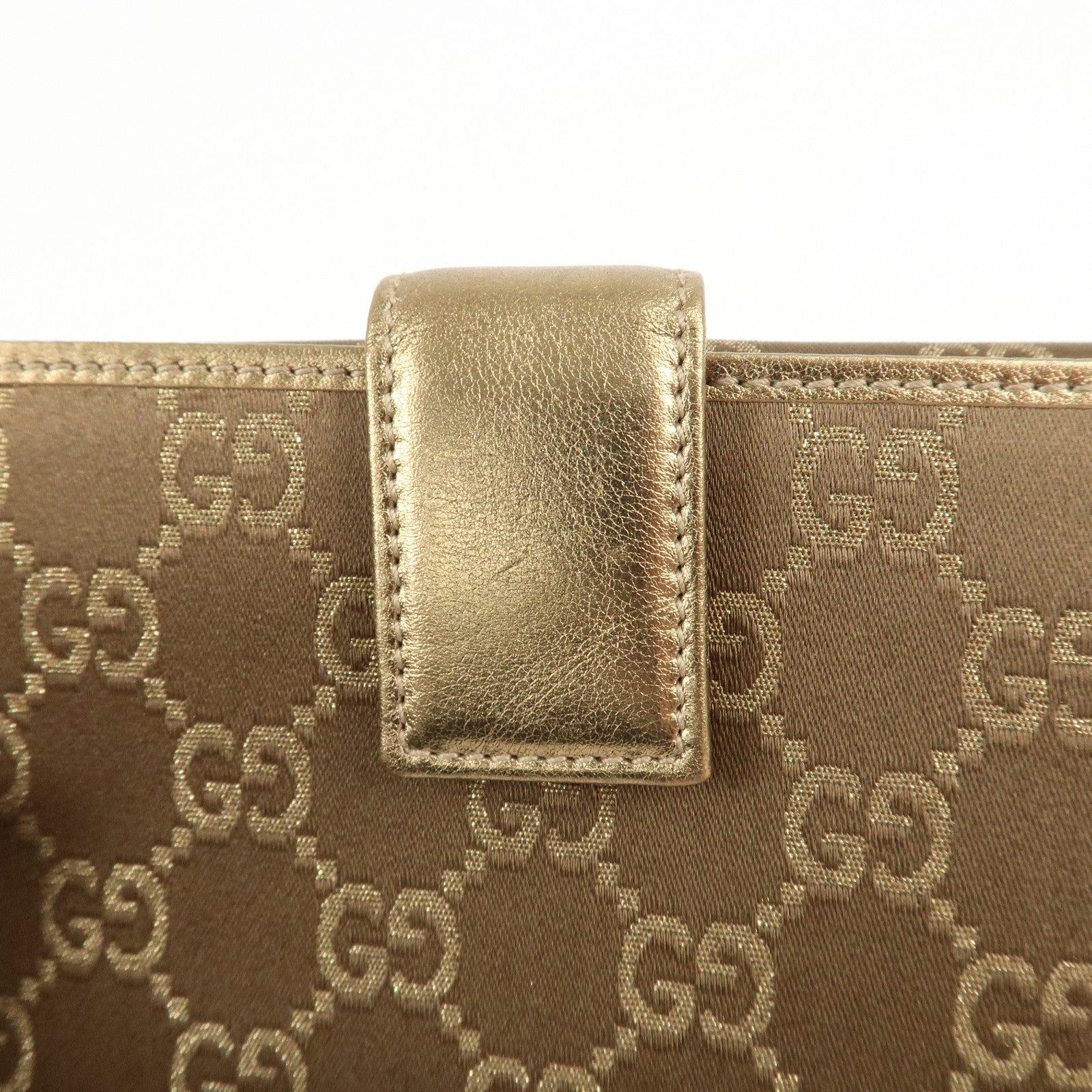 GUCCI Princy GG Satin Leather W Hook Bifold LongWallet 167464 Used