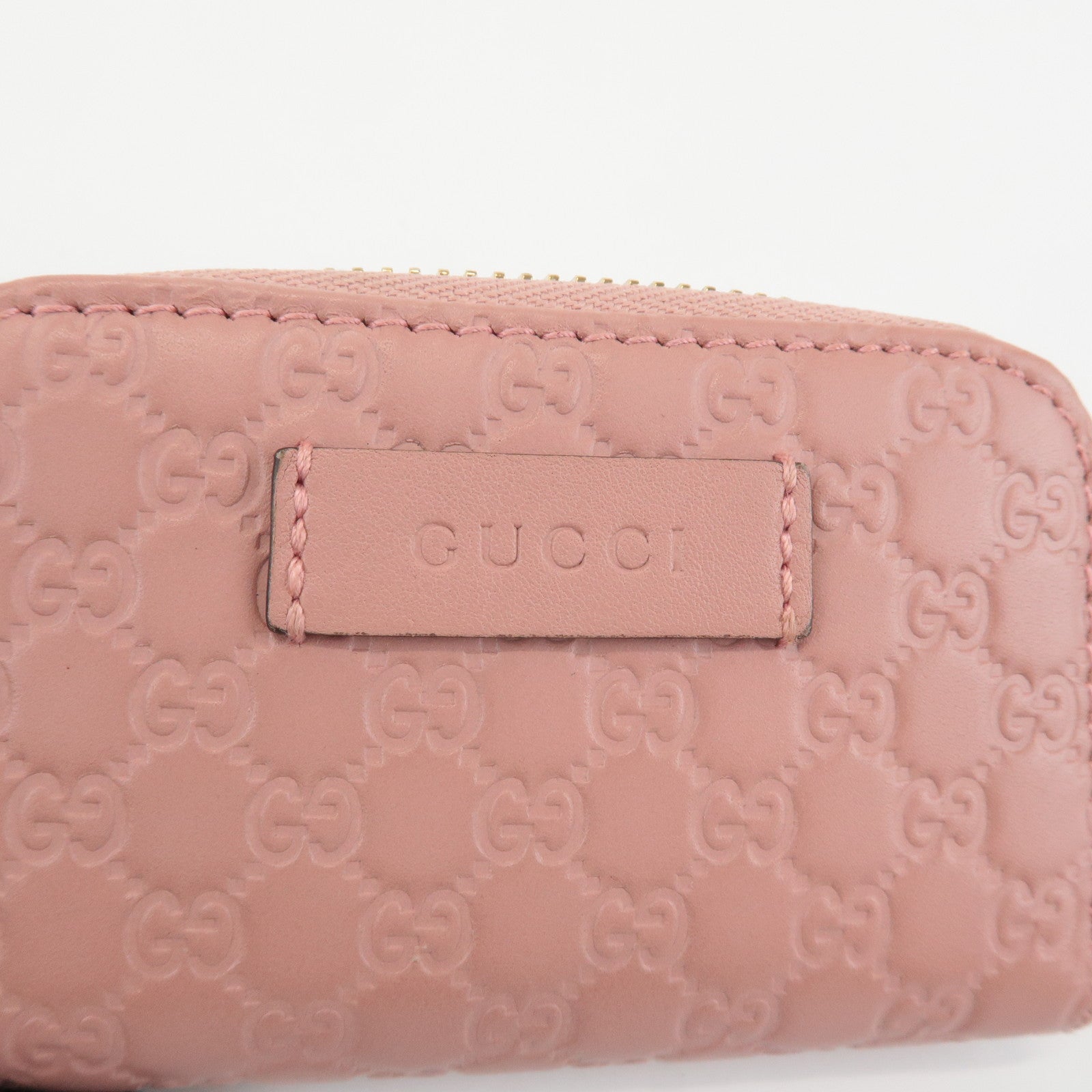 GUCCI Micro Guccissima Leather Mini Coin Case Pink 449896 Used