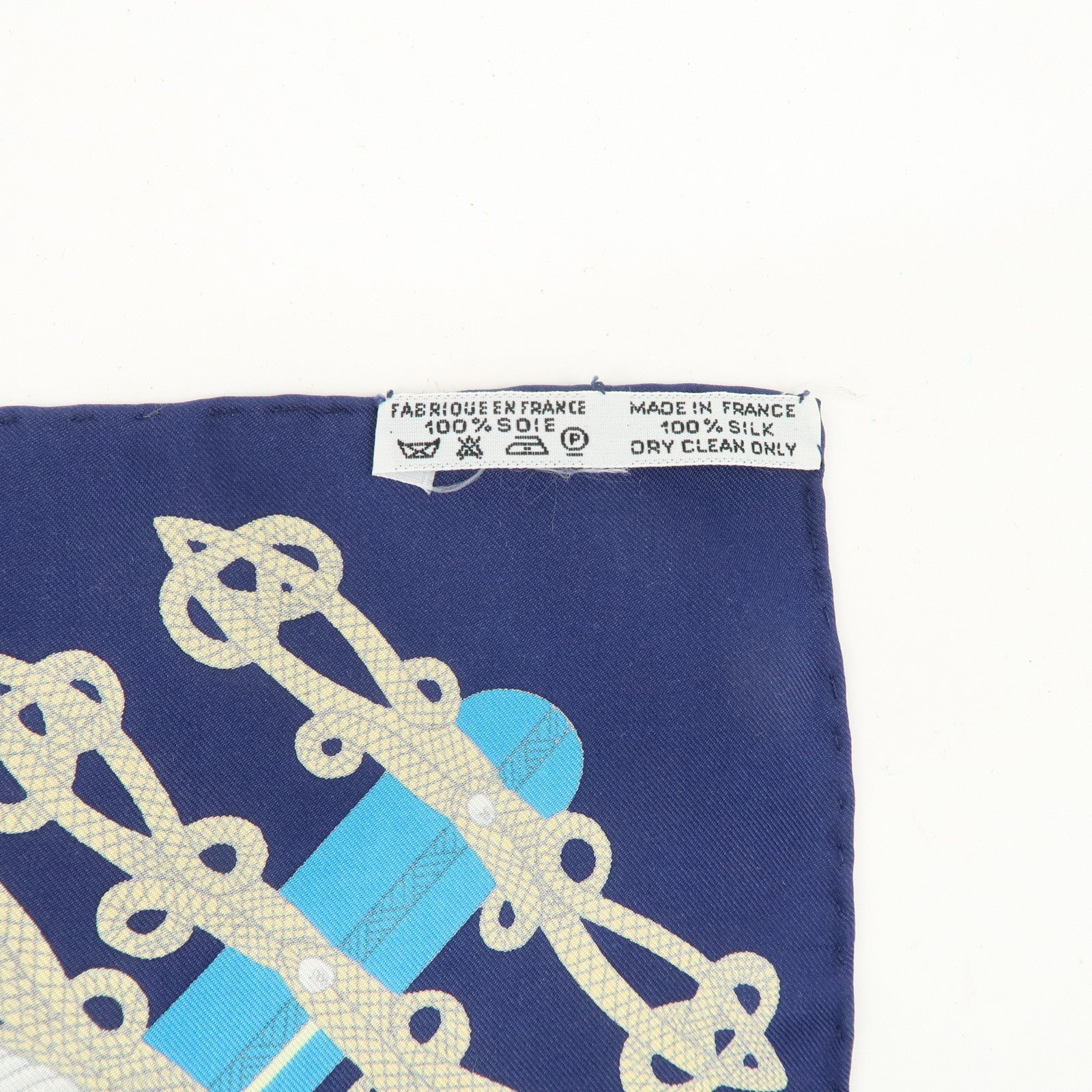 HERMES Carre 90 Silk 100% Scarf Circus Blue Navy Gold Used