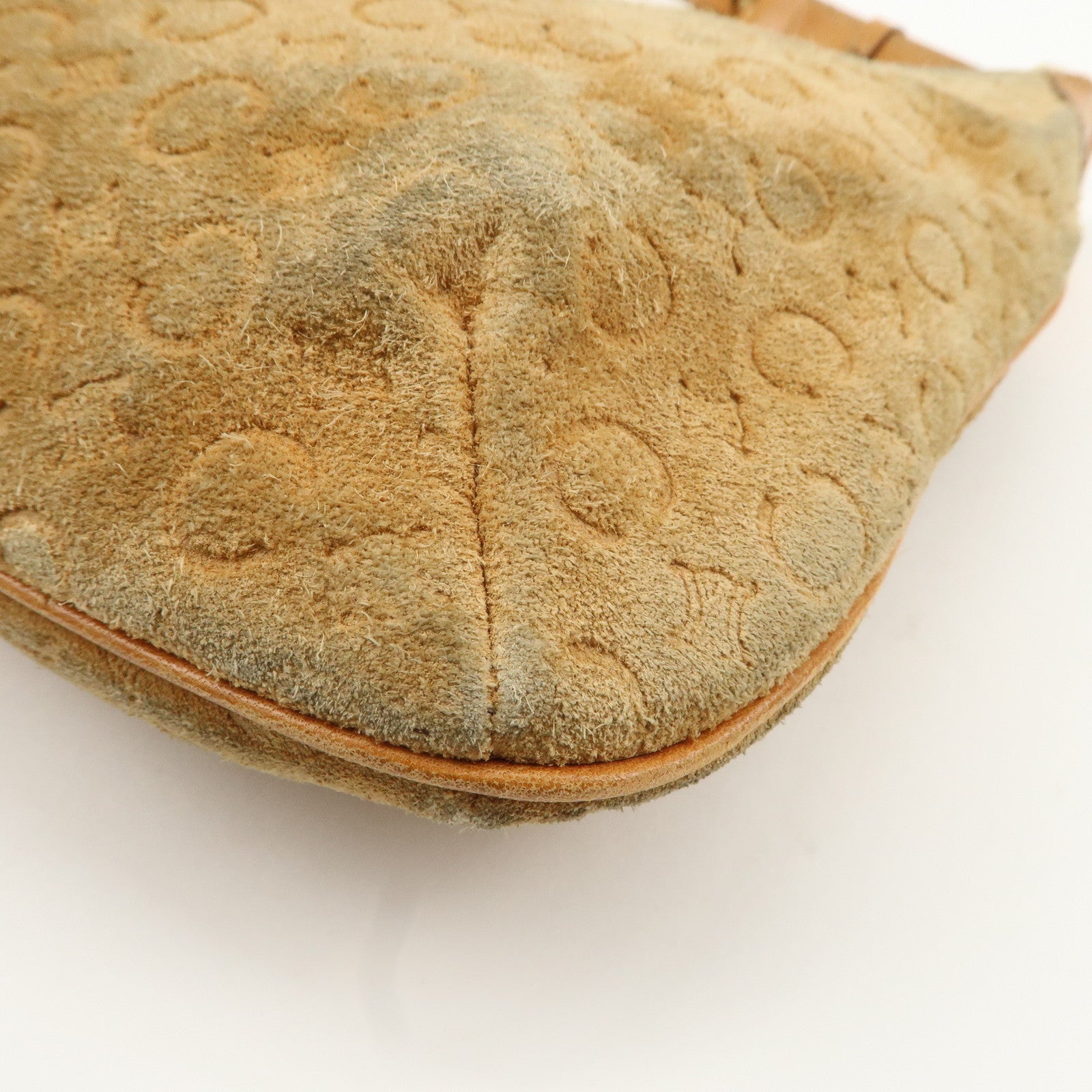 CELINE C Macadam Suede Leather Shoulder Bag Brown Used