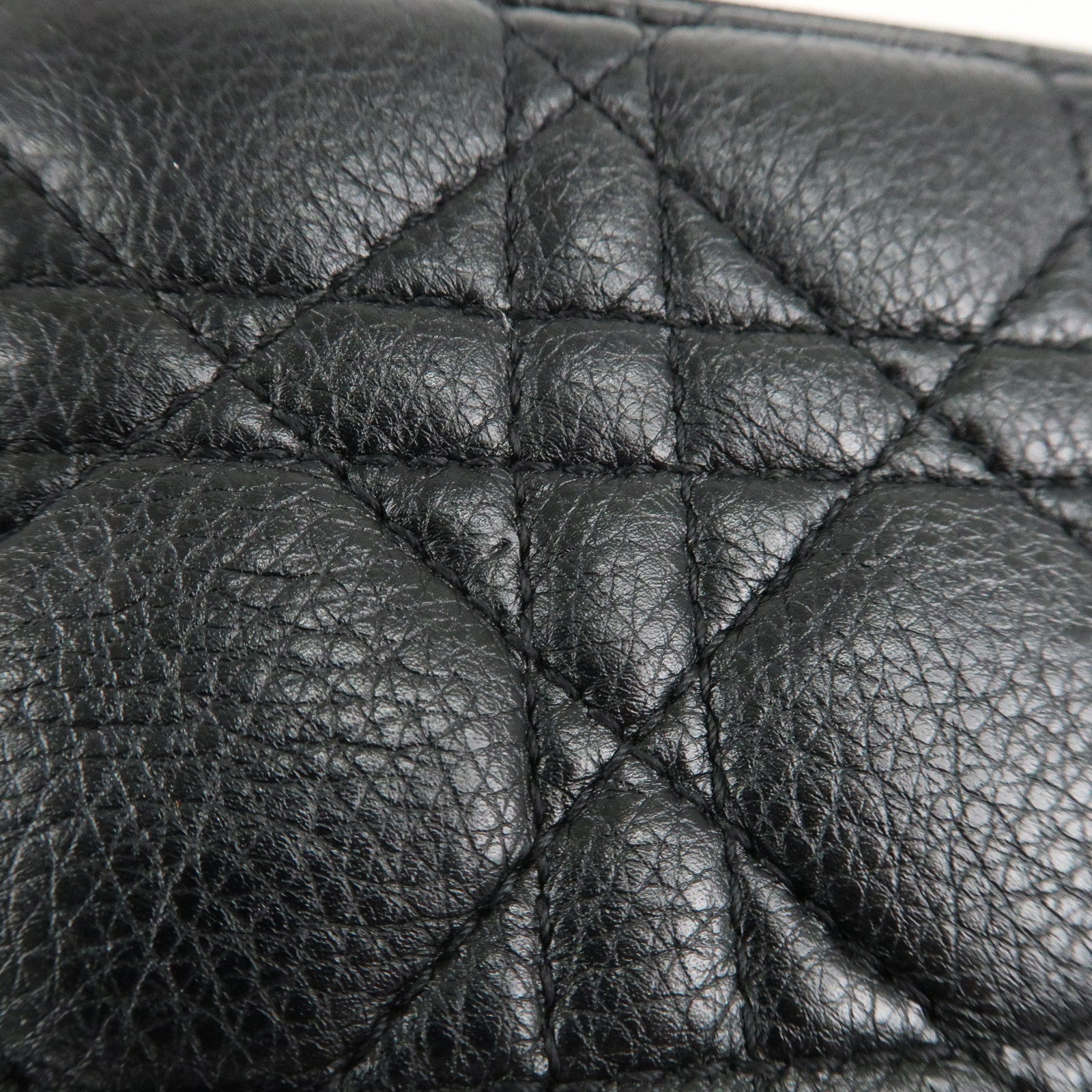 Christian Dior Cannage Leather Bi-fold Wallet Black Gold HDW Used