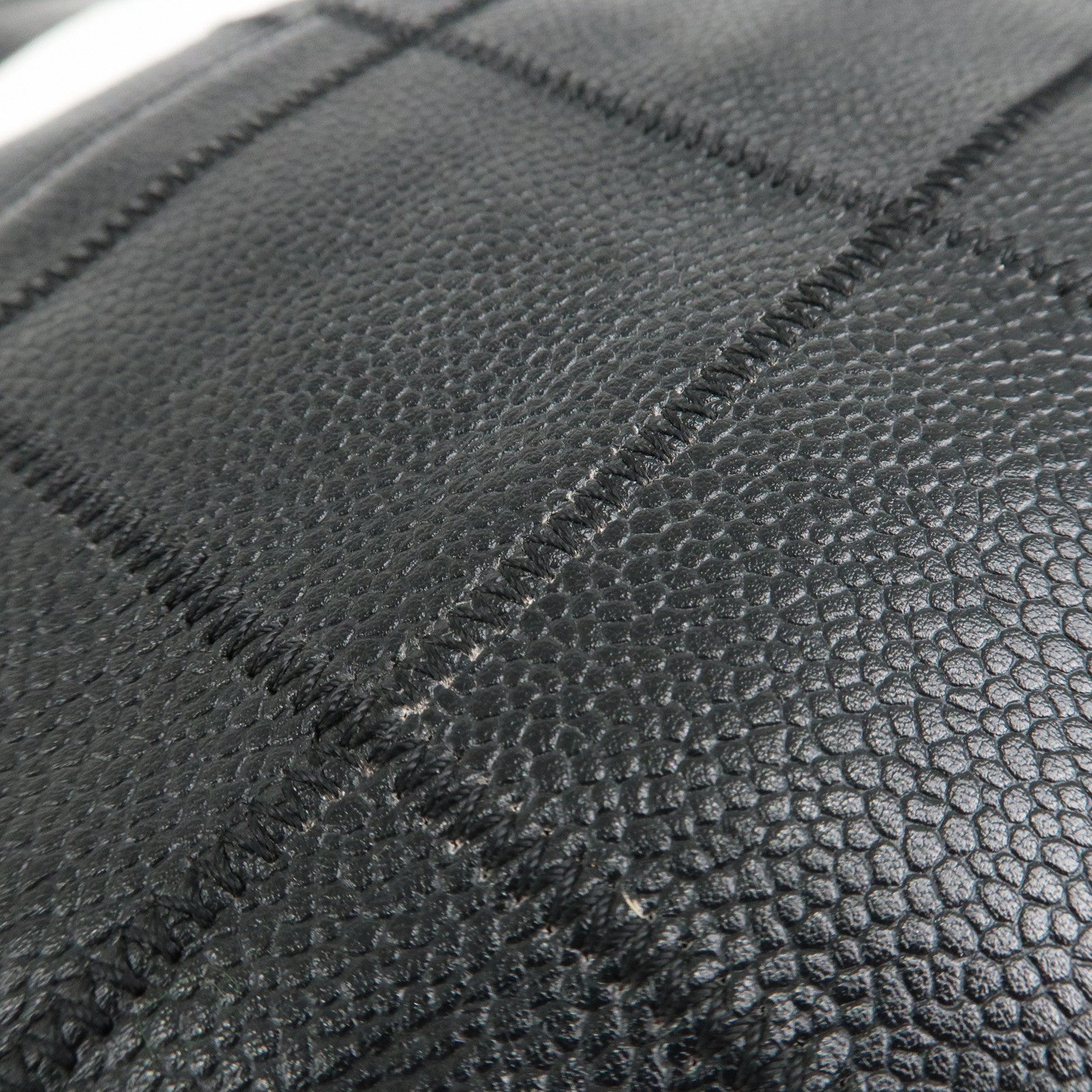 CHANEL Chocolate Bar Caviar Skin Mini Boston Bag Black A26135 Used