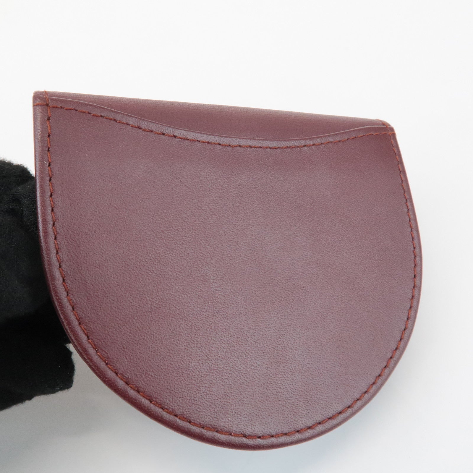 Cartier Mastline Leather Coin Case Coin Wallet Bordeaux Used