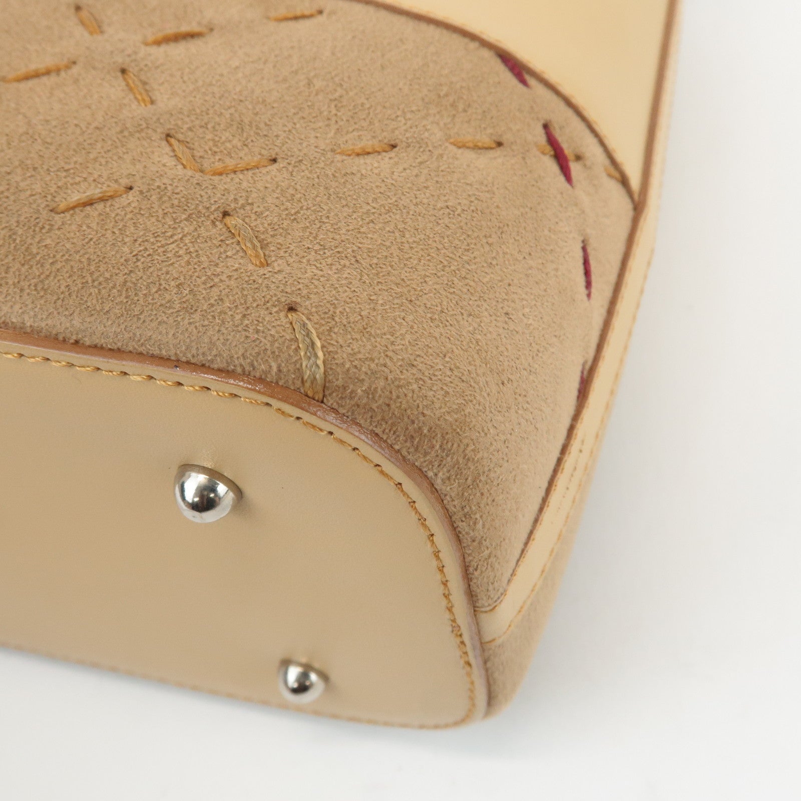 BURBERRY London Leather Suede Tote Bag Hand Bag Beige Used