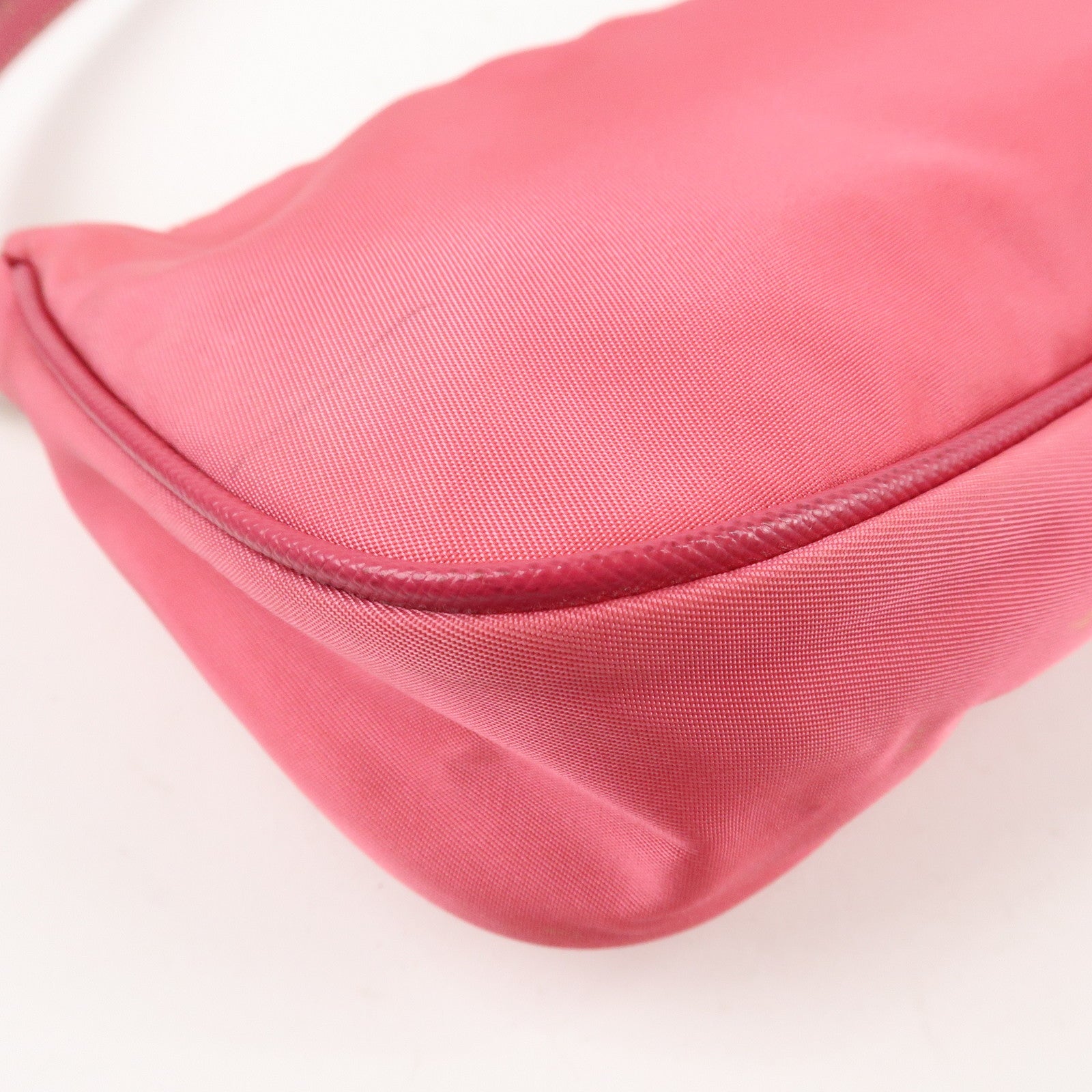 PRADA Nylon Saffiano Leather Shoulder Bag Hand Bag Pink Used