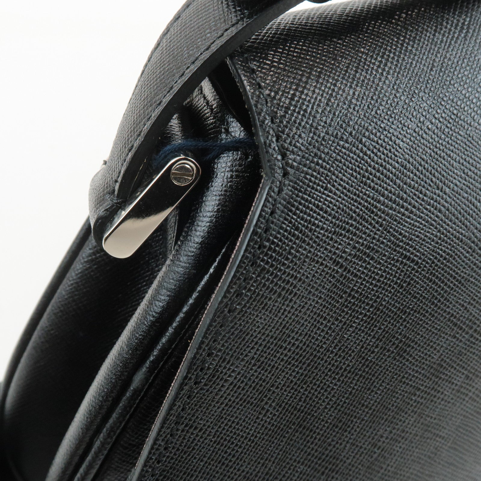 BURBERRY Leather Shoulder Bag Hand Bag Black Silver Hardware Used