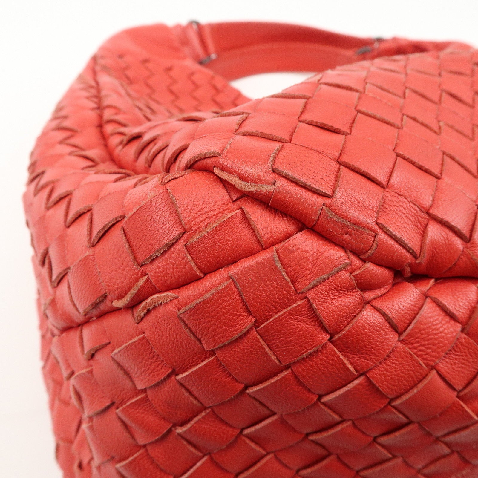 BOTTEGA VENETA Intrecciato Leather Campana Toto Bag Shoulder Bag Red Used