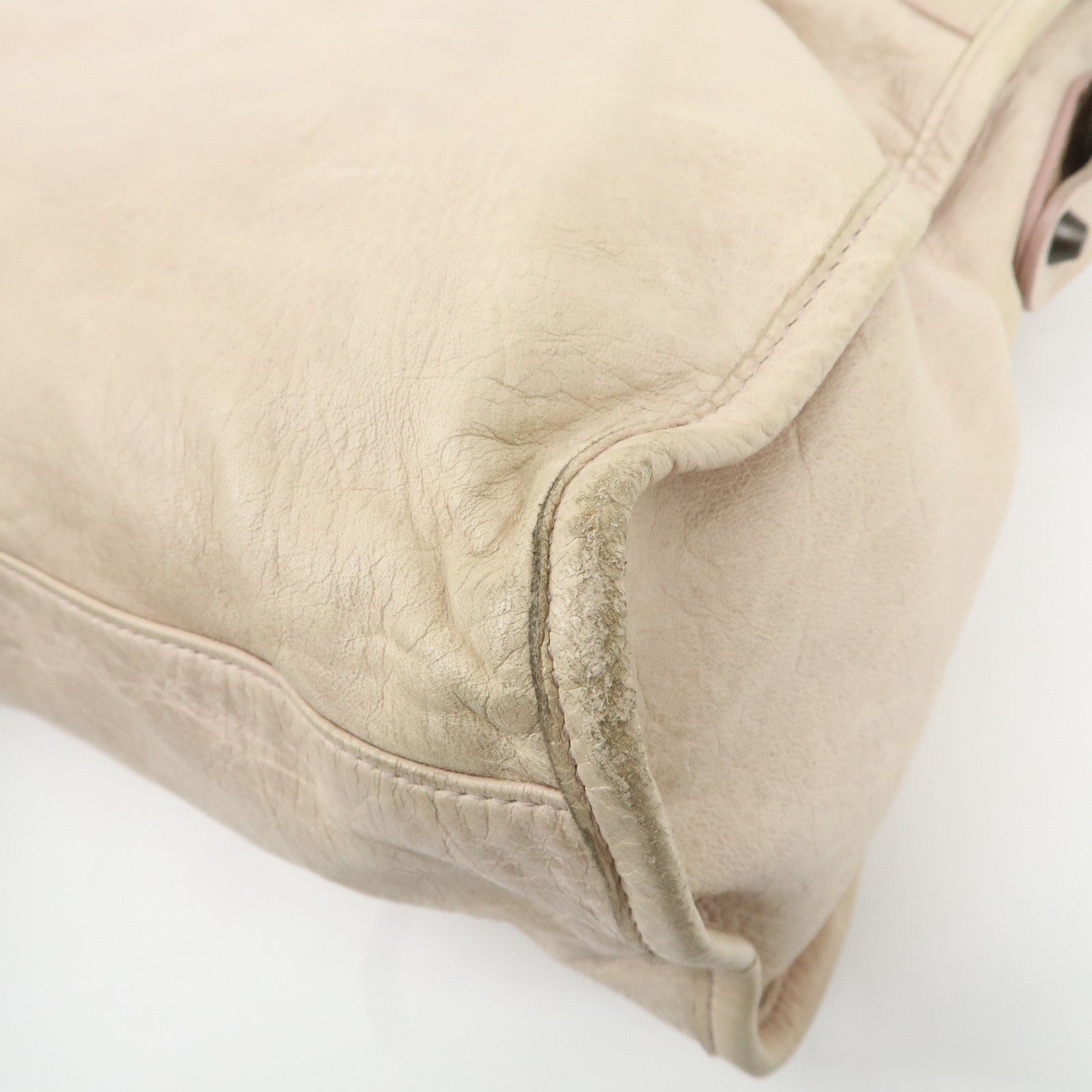 BALENCIAGA The City Leather 2Way Shoulder Bag Beige 115748 Used