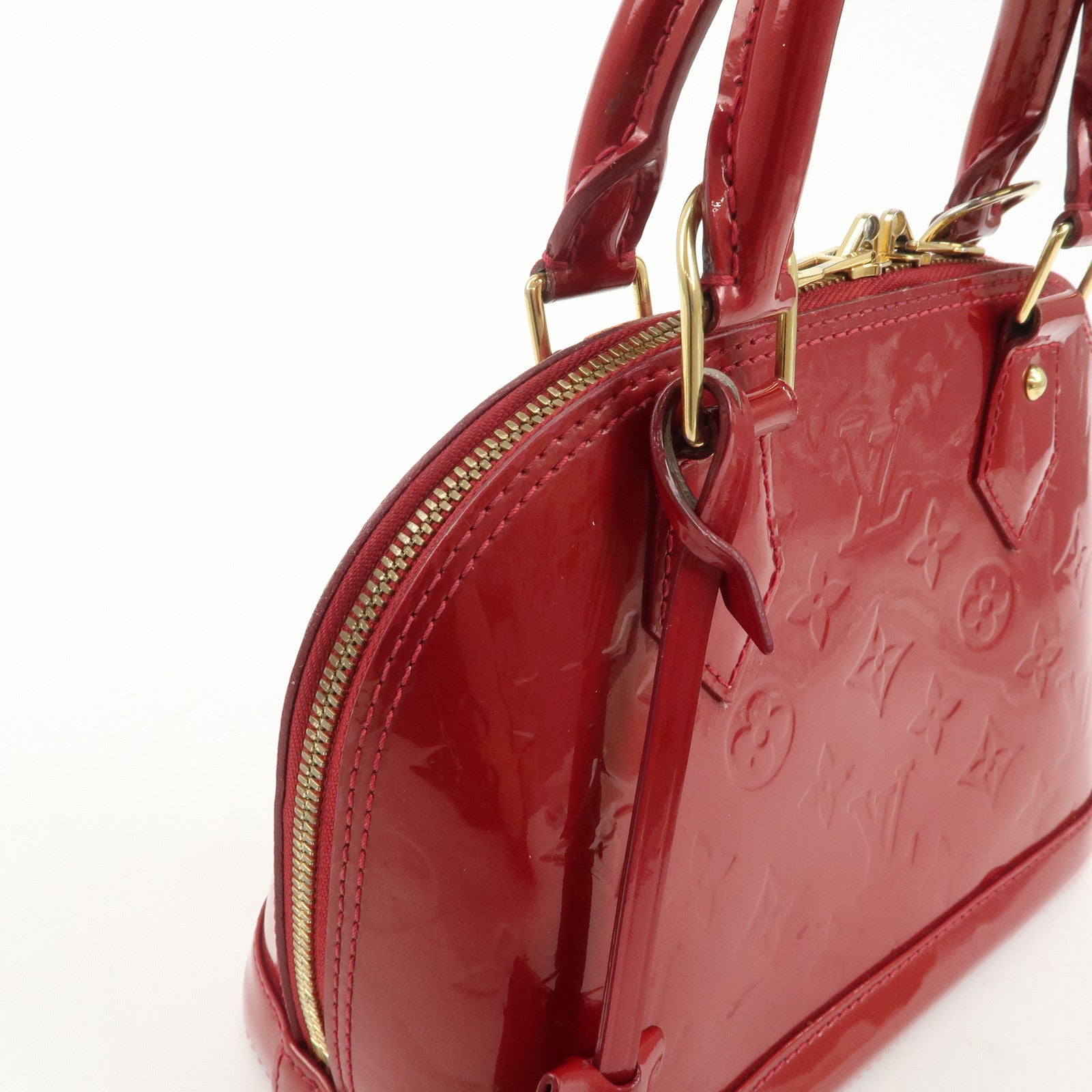 Louis Vuitton Monogram Vernis Alma BB 2Way Bag Red M91606 Used