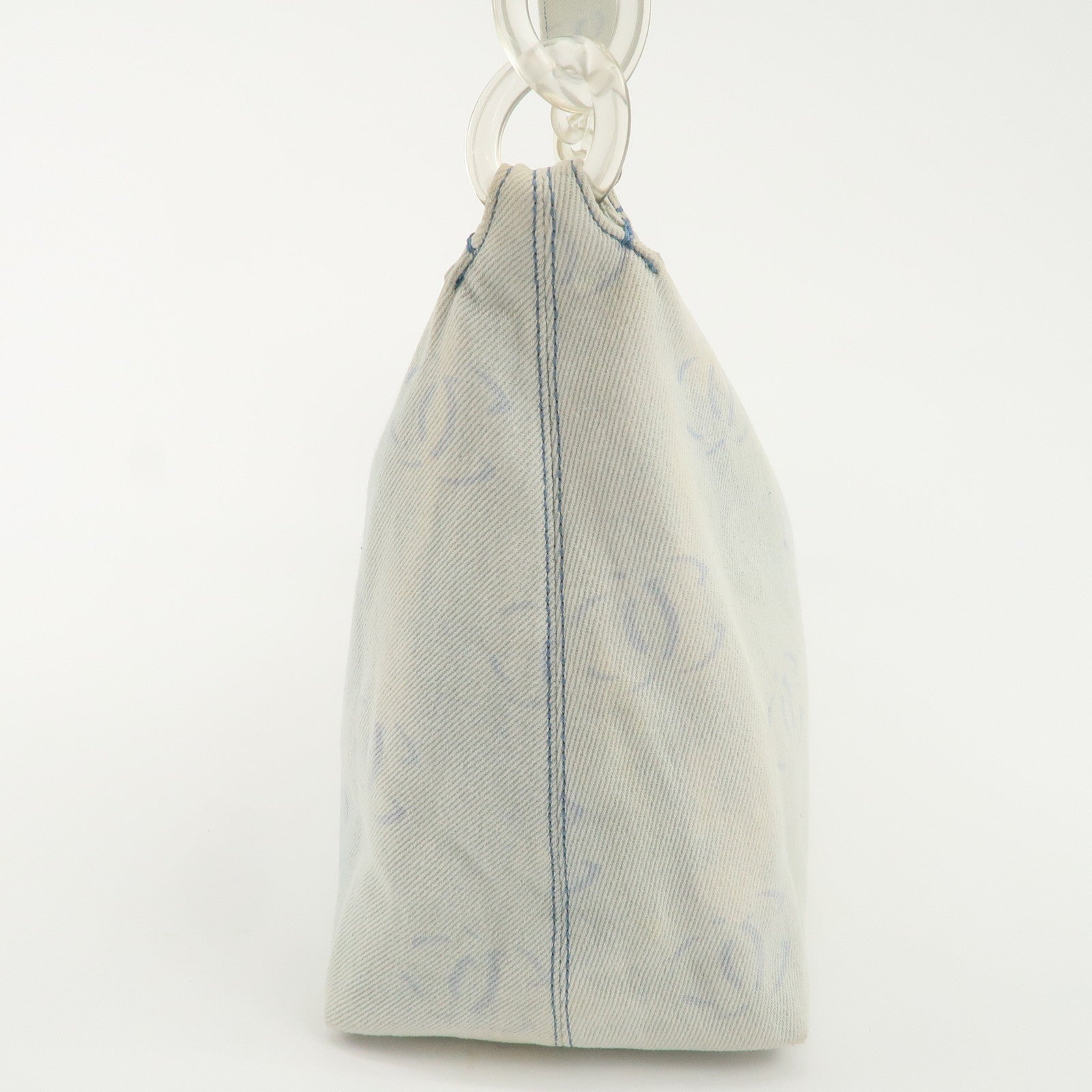 CHANEL Denim Plastic COCO Mark One Shoulder Bag Light Blue Used