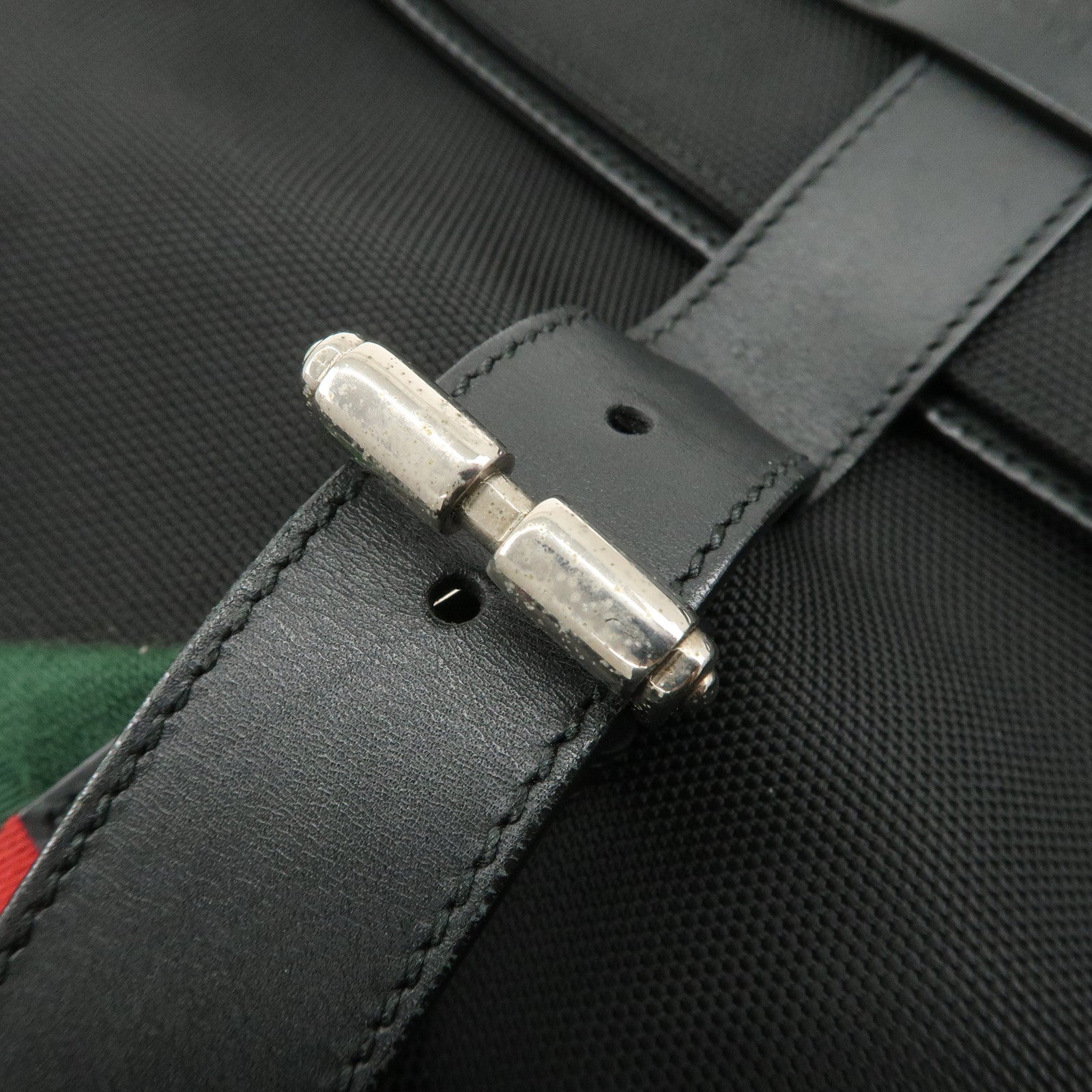 GUCCI Sherry Canvas Leather Ruck Sack Back Pack Black 337075 Used