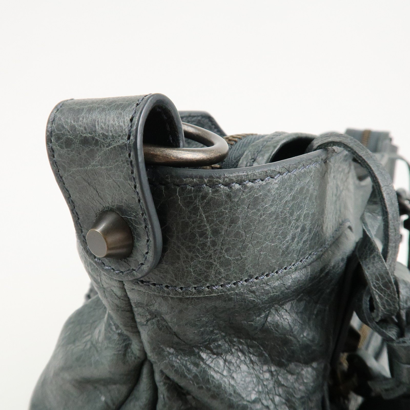 BALENCIAGA The City Leather 2way Bag Hand Bag Green 240579 Used