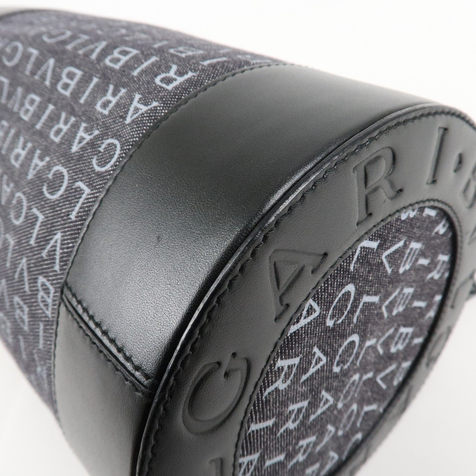 BVLGARI Logo Mania Canvas Leather B-Zero 1 Shoulder Bag Black Used