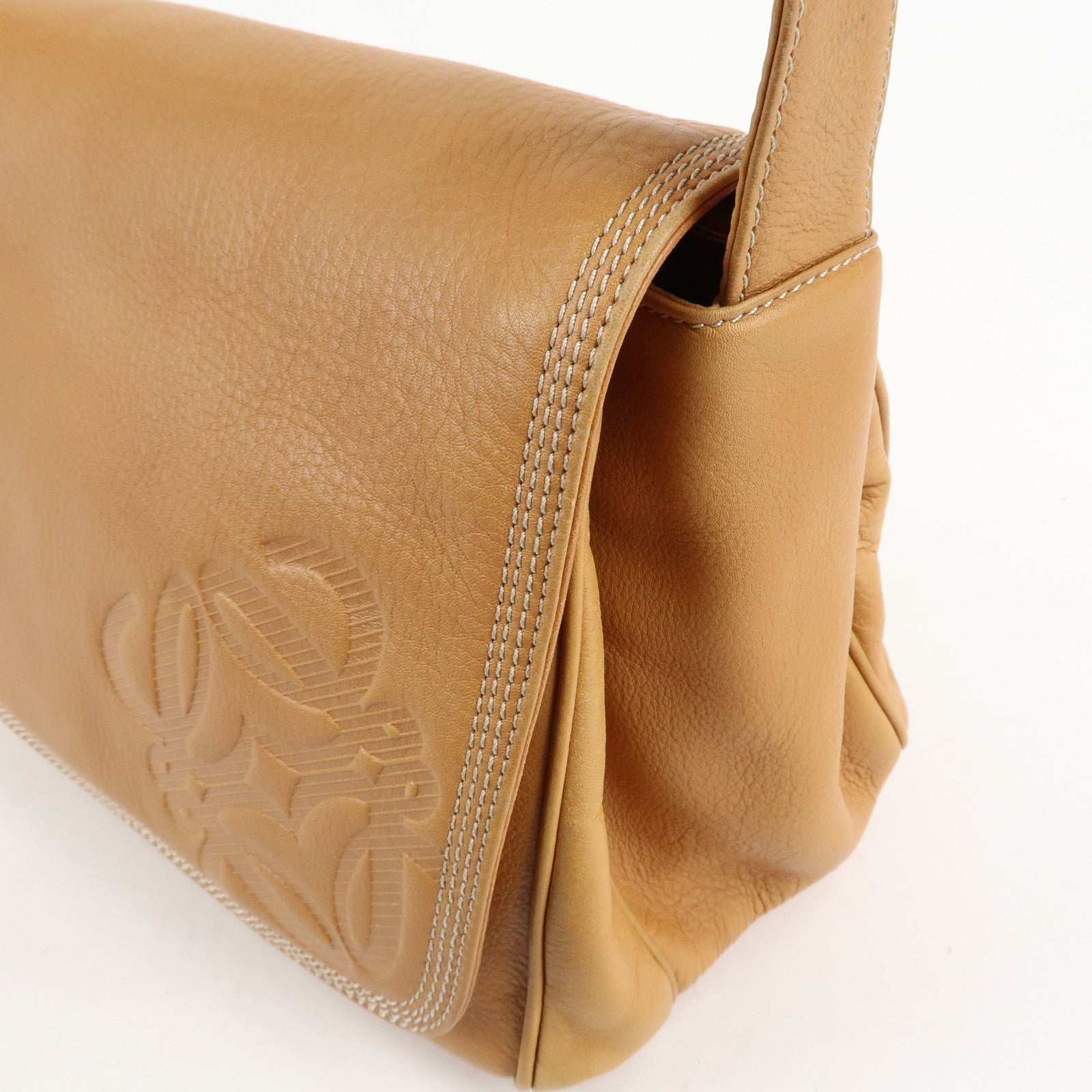 LOEWE Anagram Leather Shoulder Bag Crossbody Bag Brown Used