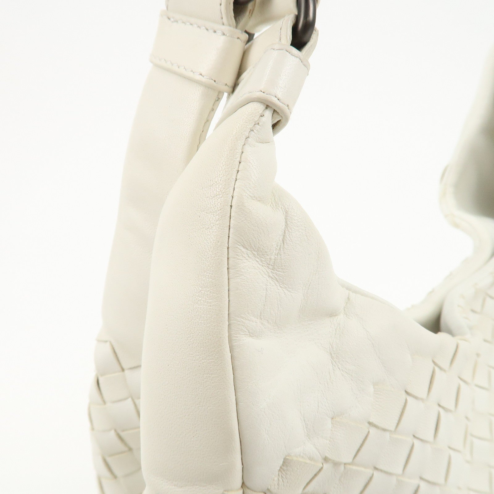 BOTTEGA VENETA Intrecciato Leather Campana Shoulder Bag White 125787 Used