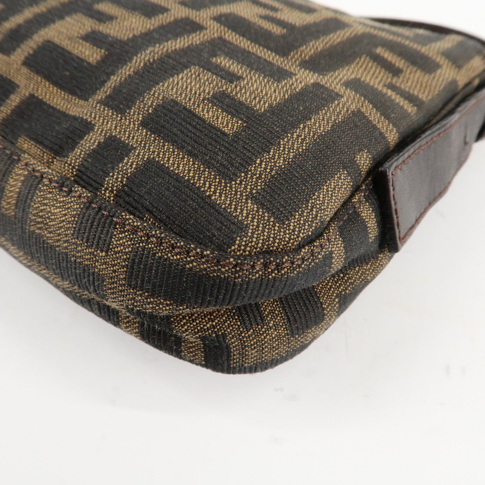 FENDI Mamma Baguette Zucca Canvas Shoulder Bag Brown Black 26424 Used