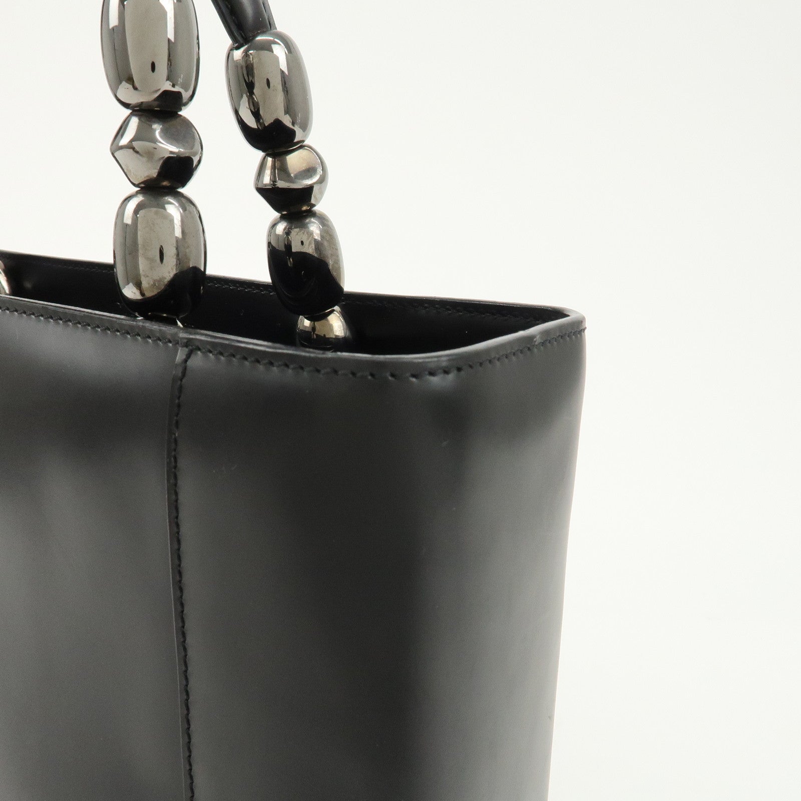 Christian Dior Maris Pearl Leather 2way Bag Hand Bag Black Used