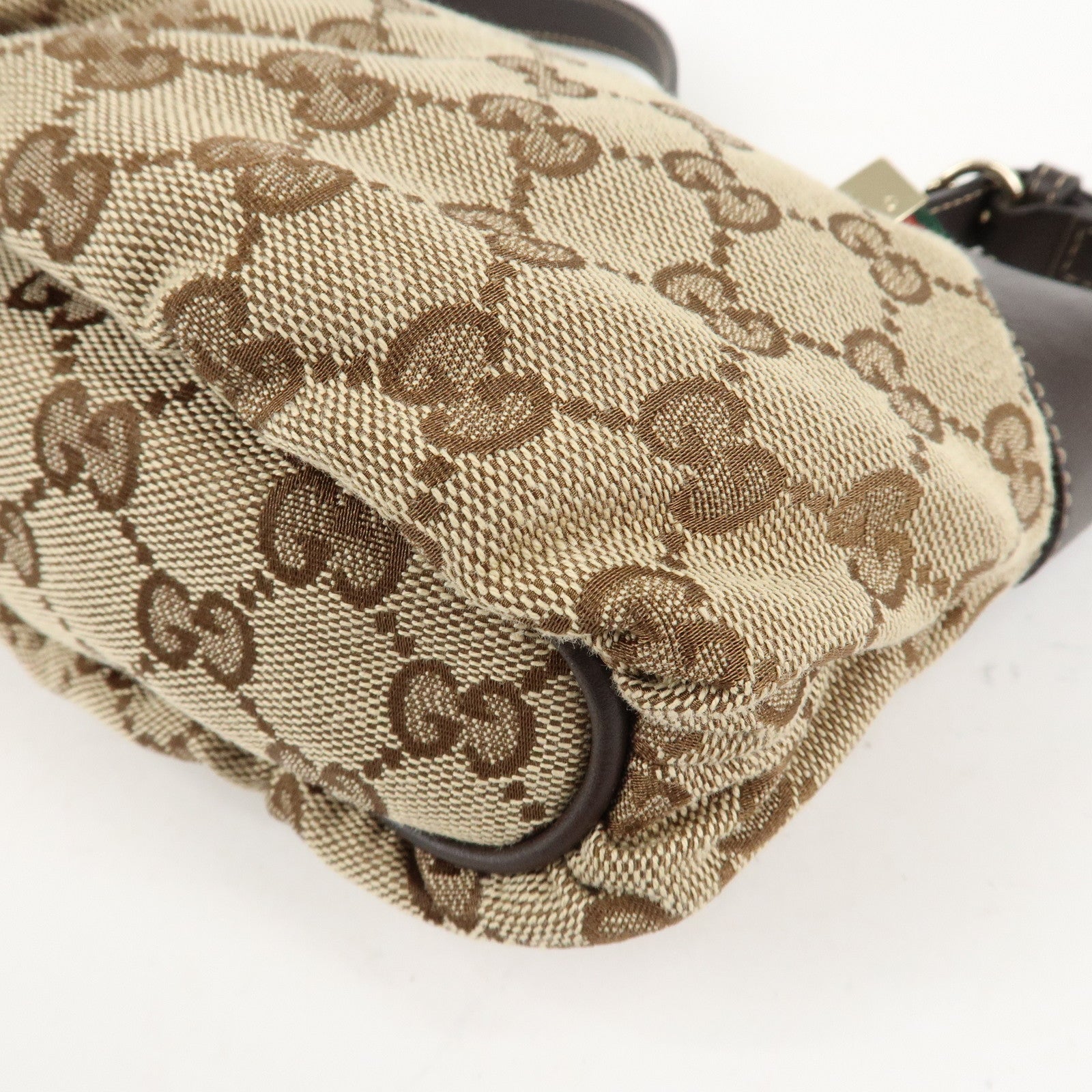 GUCCI Sherry GG Canvas Leather Shoulder Bag Beige Brown 224093 Used