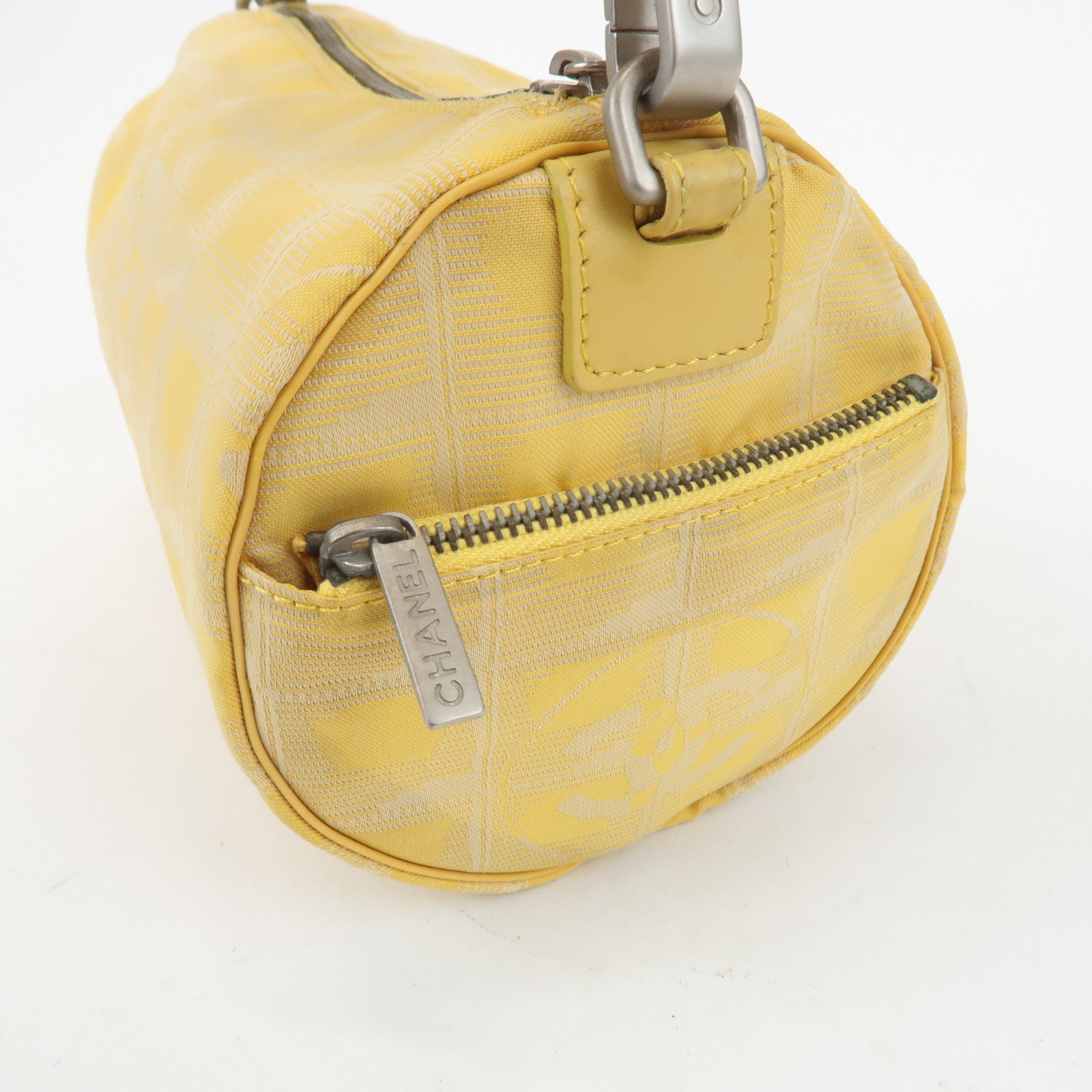 CHANEL New Travel Line Nylon Jacquard Leather Shoulder Bag A17669 Used