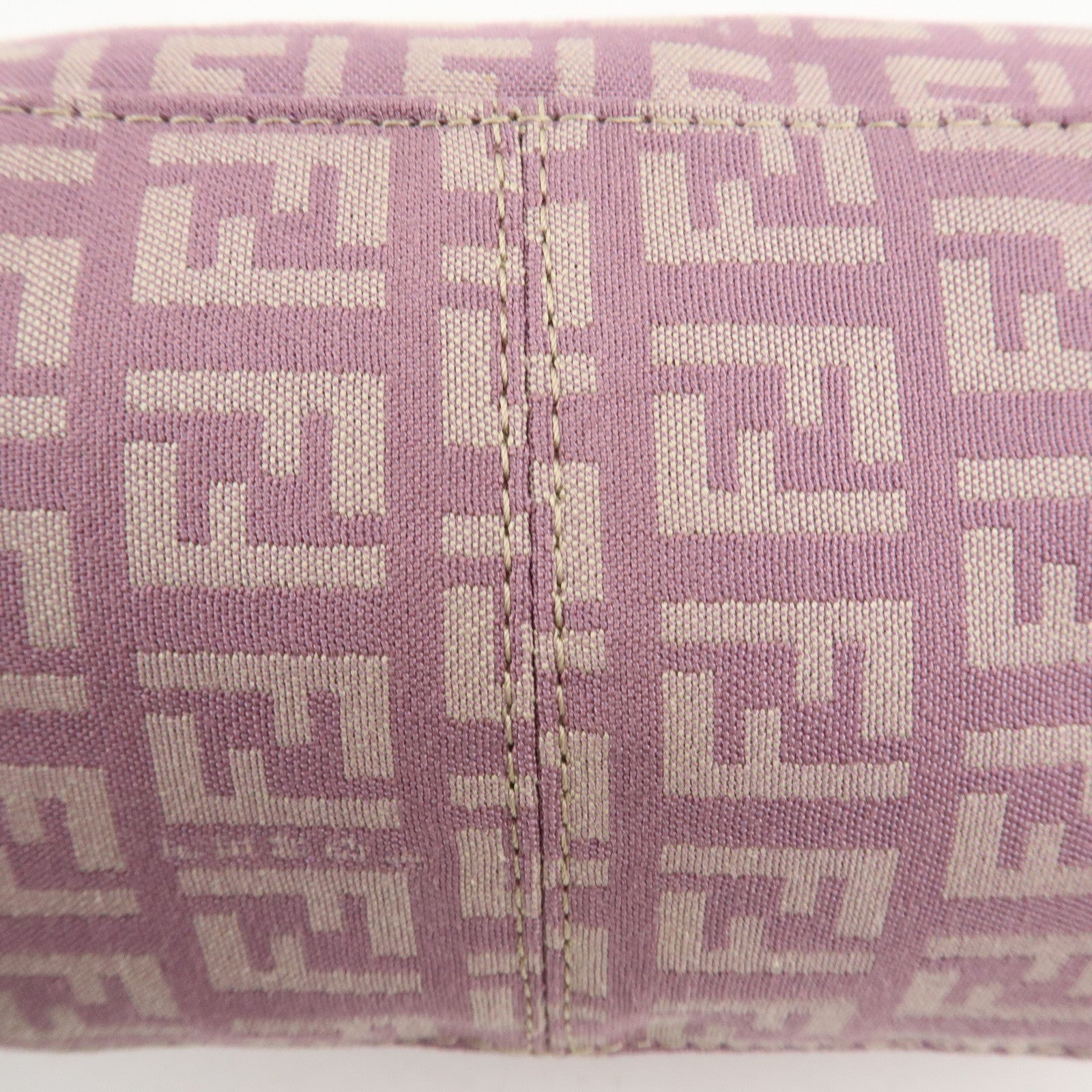 Auth FENDI Zucchino Canvas Leather Hand Bag Pouch Purple Beige 8N0005 Used F/S Used