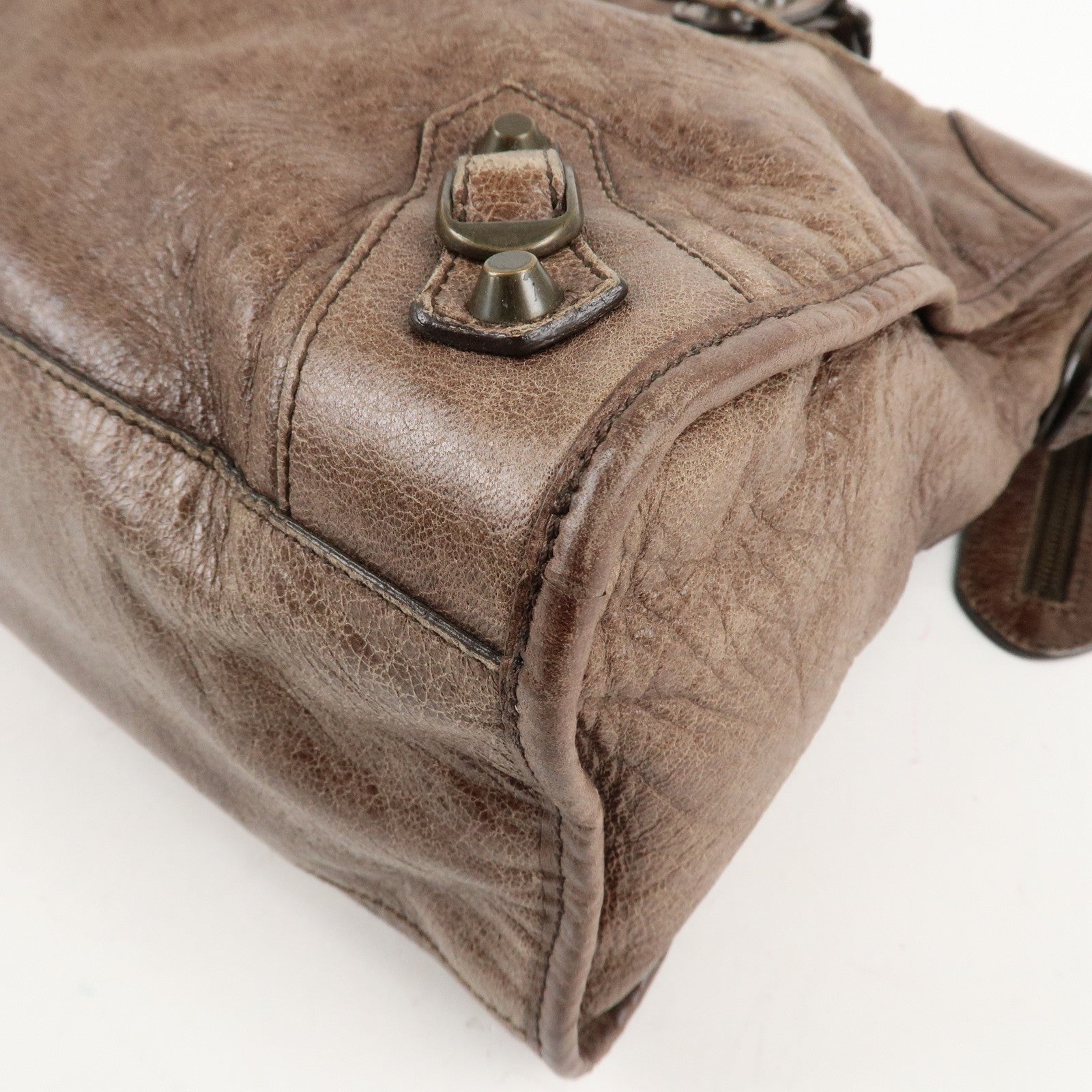 BALENCIAGA The City Leather 2Way Hand Bag Brown 115748 Used