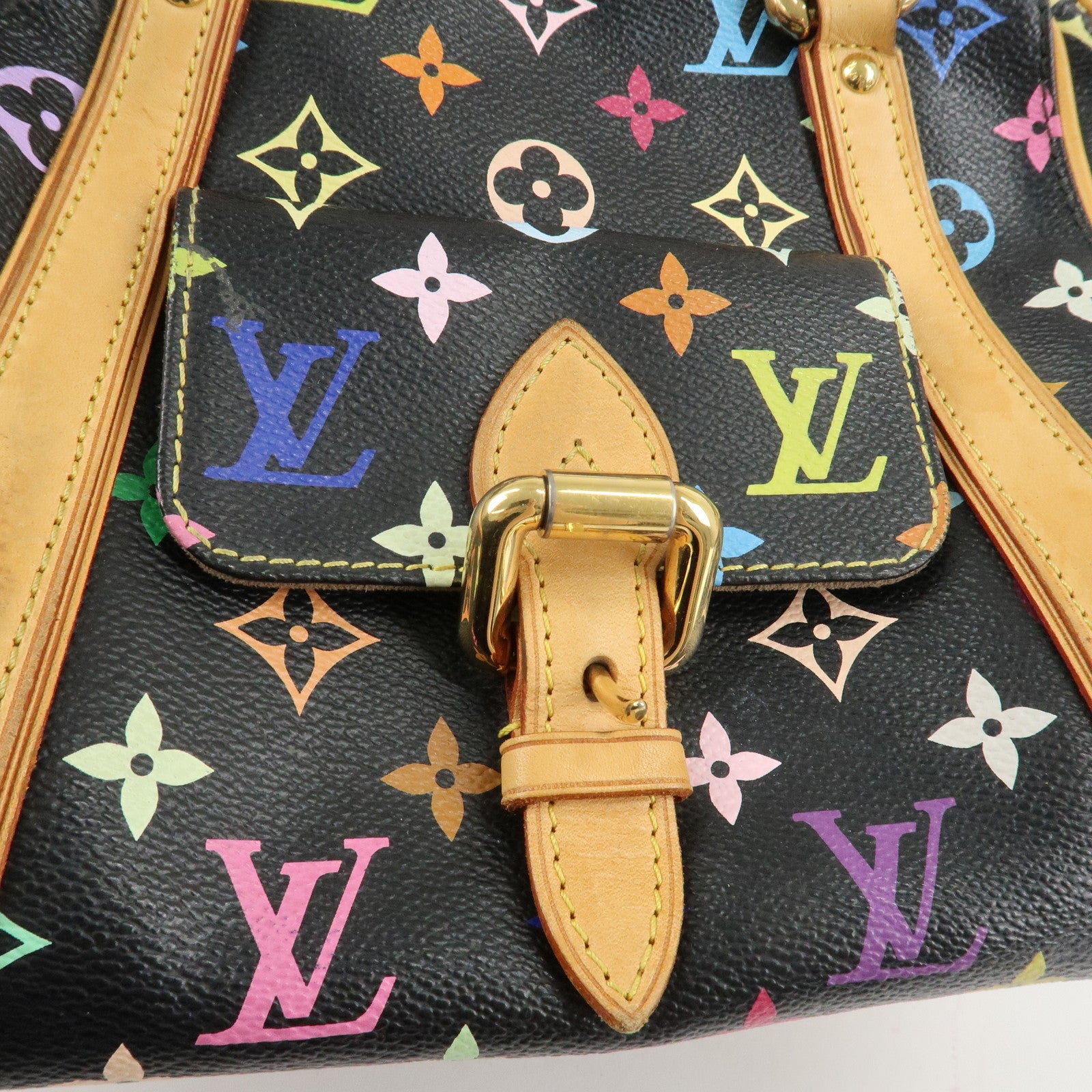 Louis Vuitton Monogram Multicolor Priscilla Hand Bag Noir M40097 Used