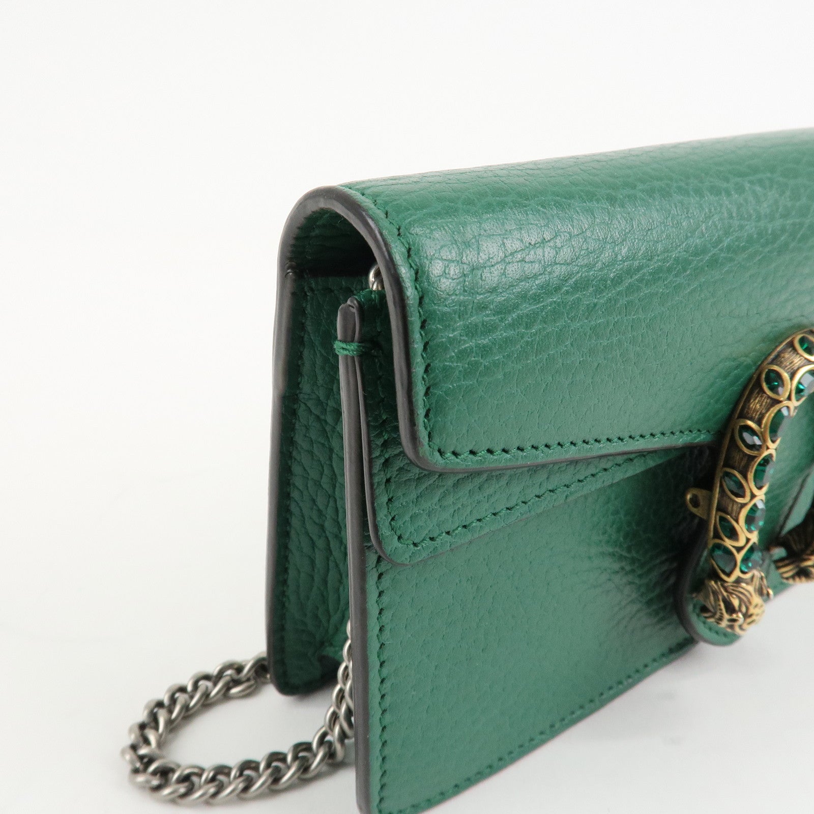 GUCCI Dionysus Leather Chain Shoulder Bag Green 476432 Used