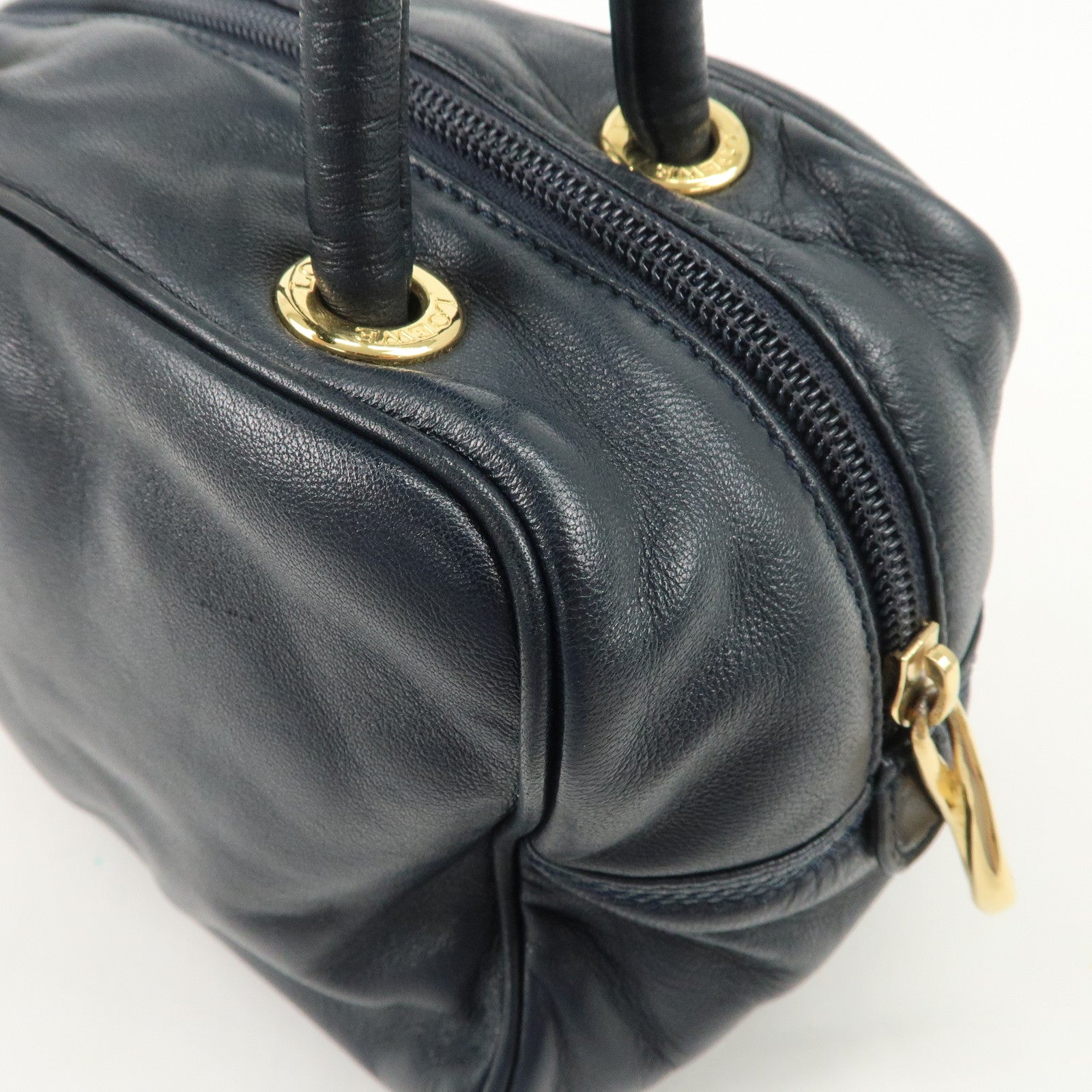 LOEWE Anagram Leather Mini Hand Bag Navy Used