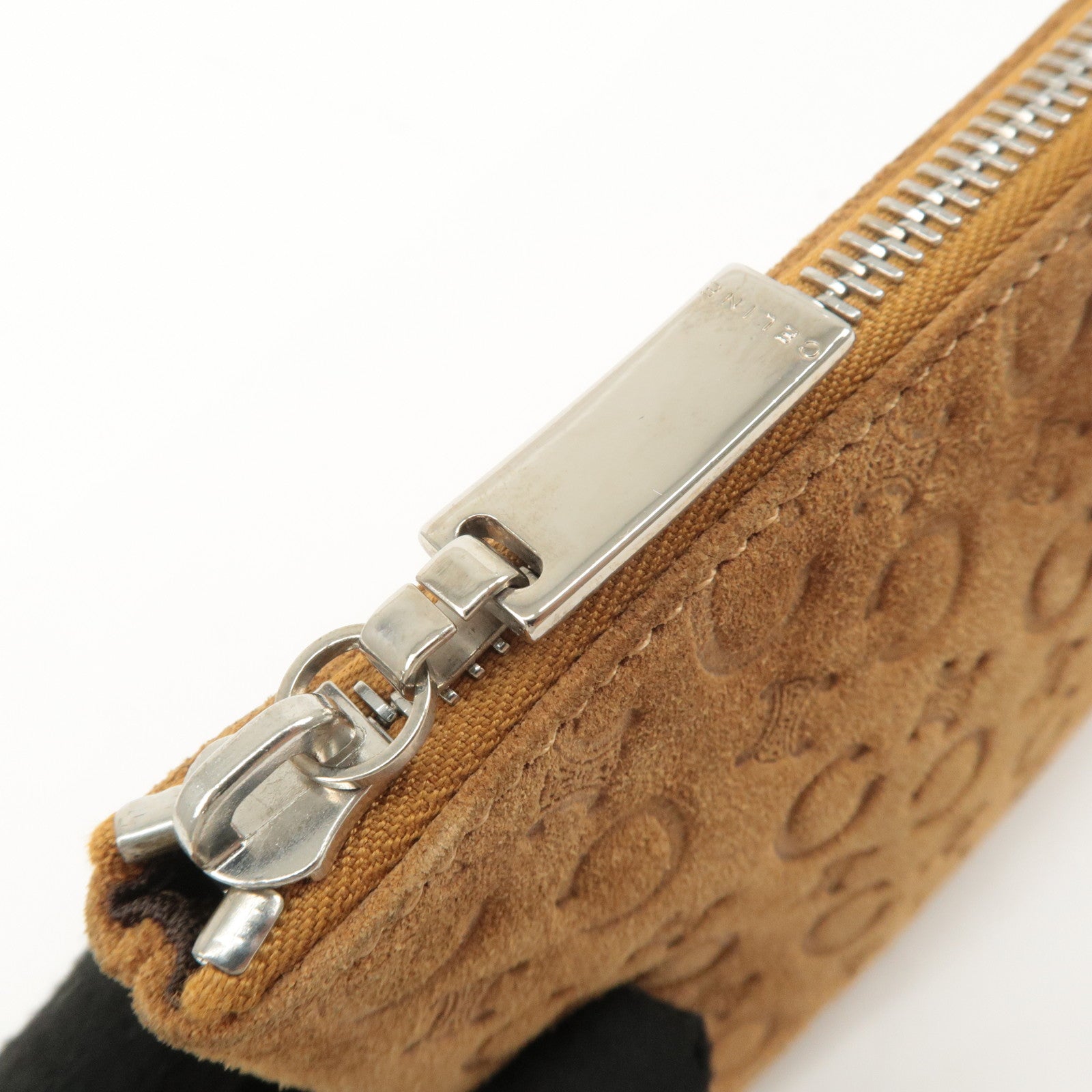 CELINE C Macadam Suede Pouch Cosmetic Pouch Brown Used