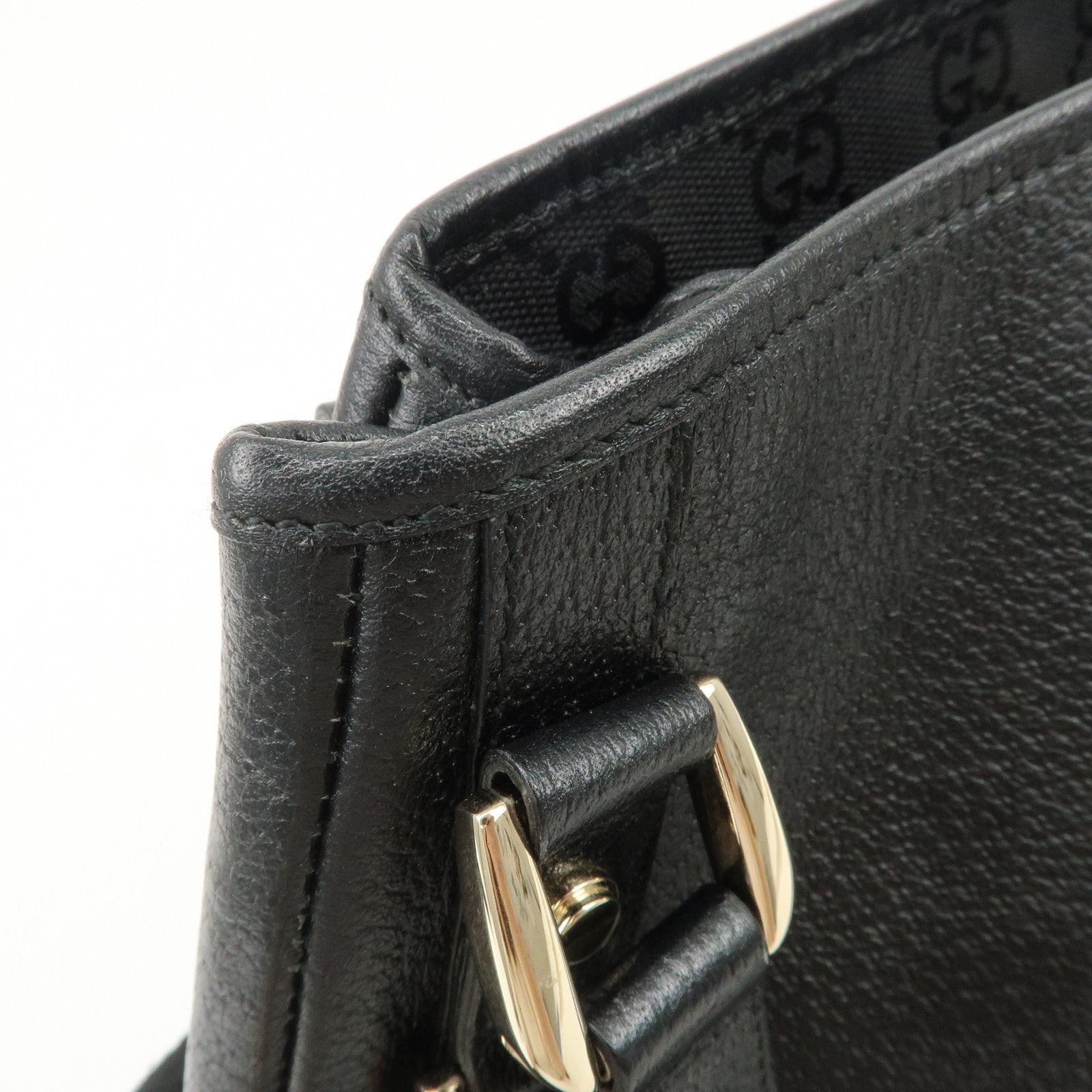 GUCCI Abbey Leather Tote Bag Hand Bag Black 130736 Used