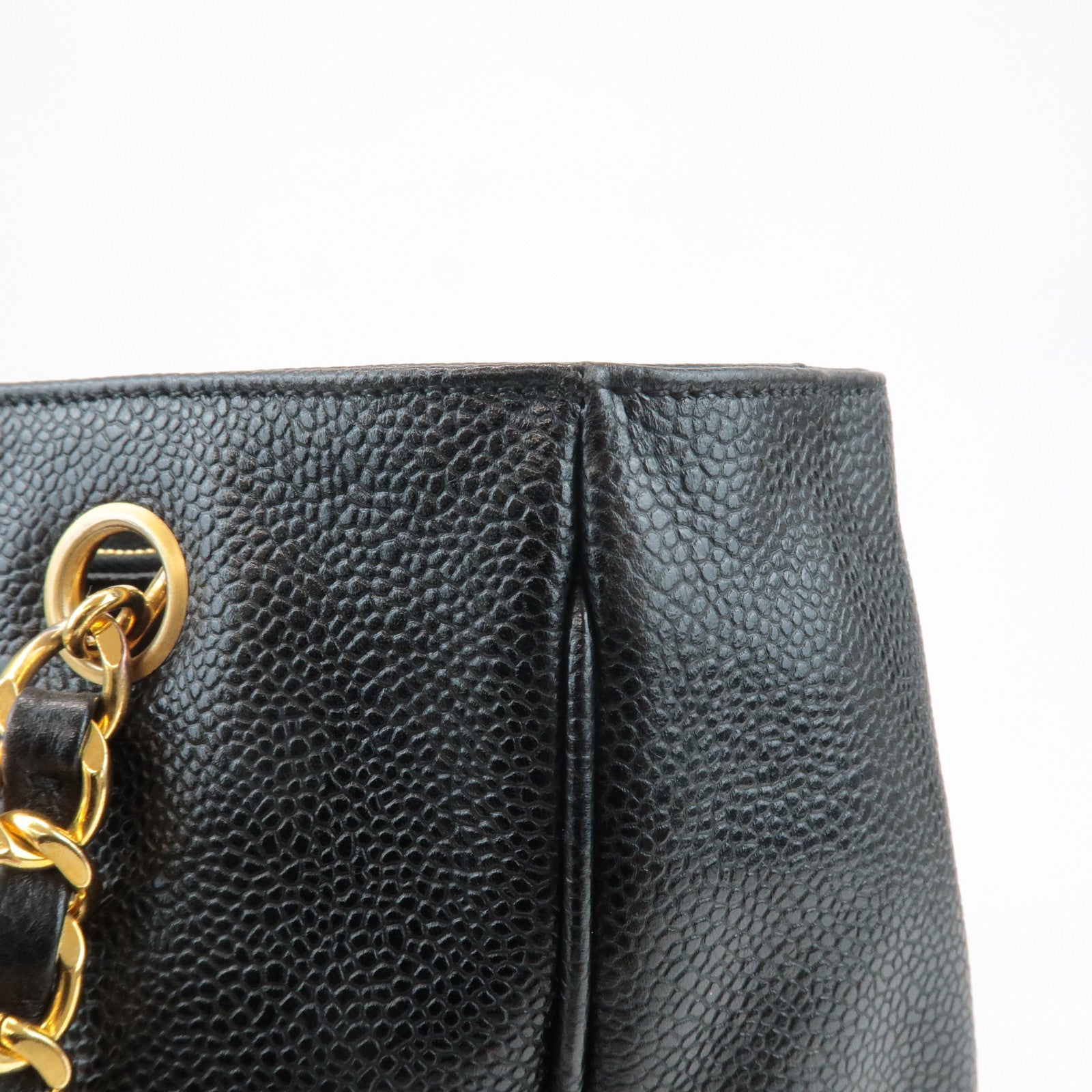 CHANEL COCO Mark Caviar Skin Chain Shoulder Bag Gold Hardware Used