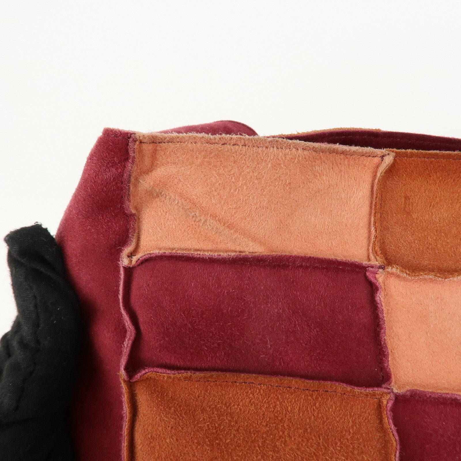 CHANEL Suede Patchwork Shoulder Bag Beige Brown Wine Red Used